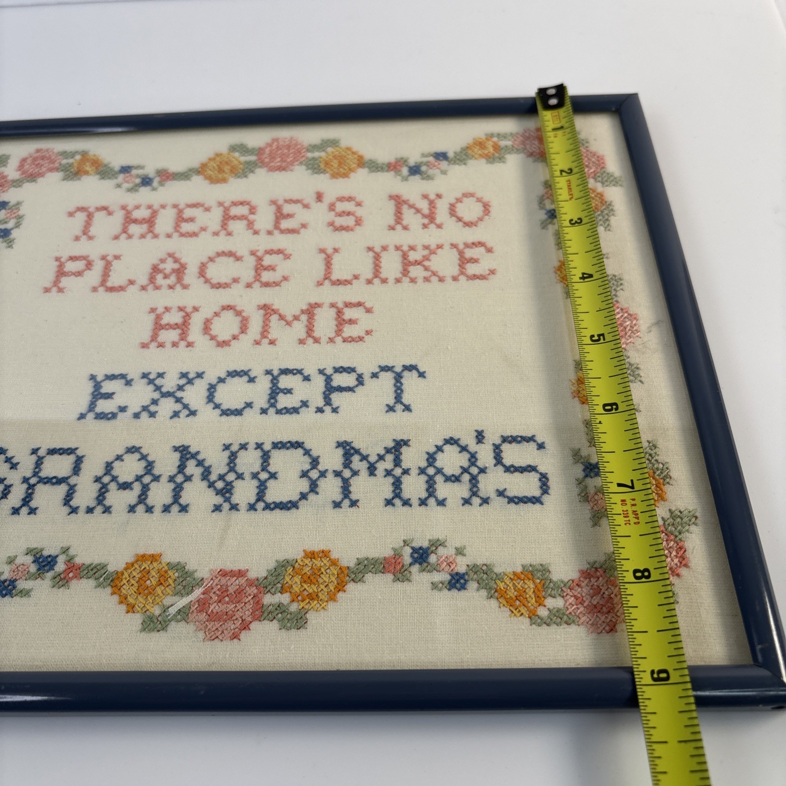 Vintage There’s No Place Like Grandmas Home Finished Framed Cross Stitch As Is