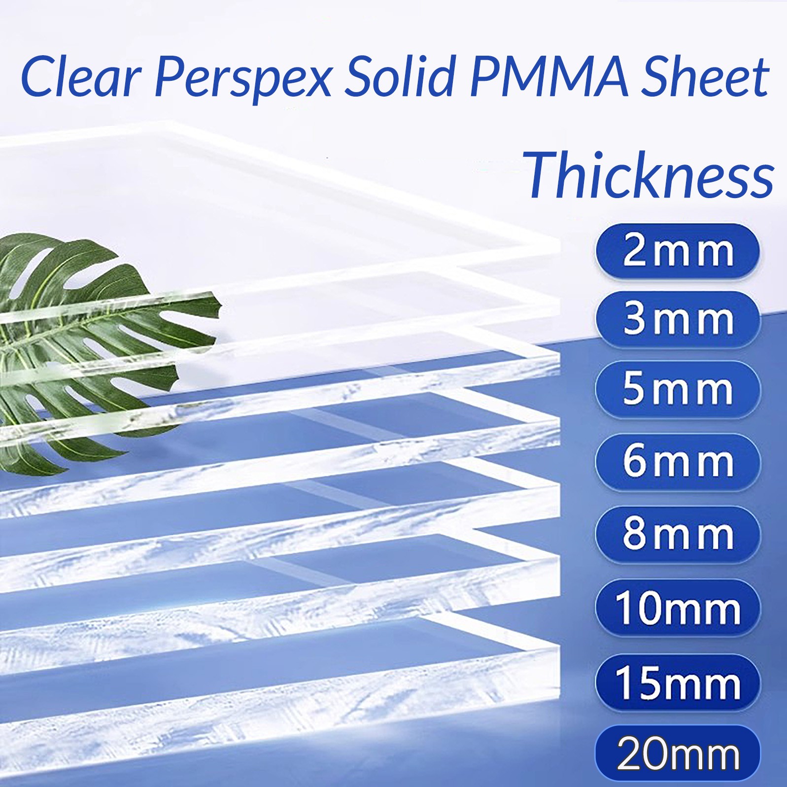 1/1.5/2/3/4/5/6/8/10 to 20mm Clear Perspex Solid Polycarbonate Sheet Acr-y-lic