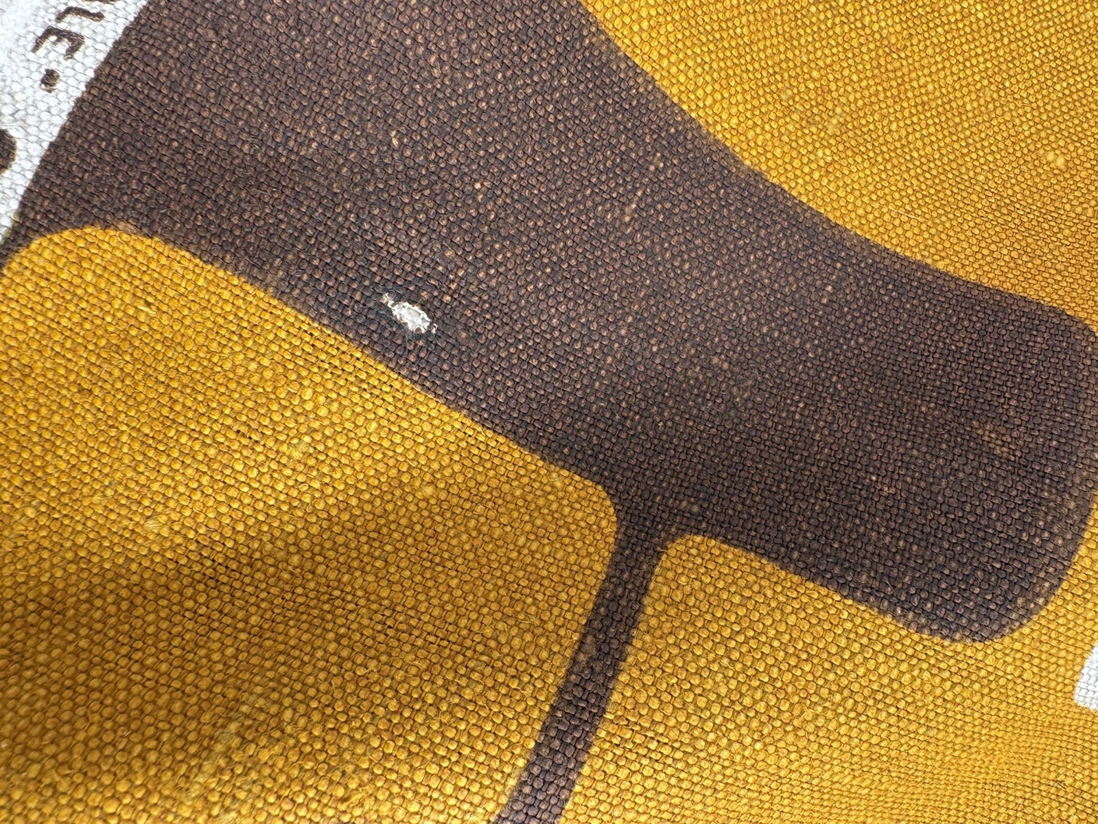 Vintage Filkauf Screen Printed Linen Fabric MCM Retro Orange Brown 100% Linen