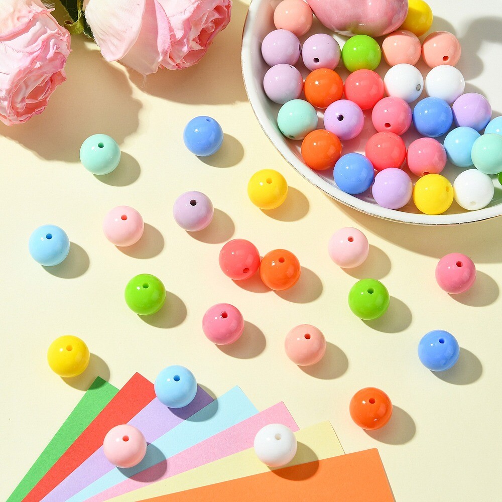 50x Silicone Round Focal Bubblegum Spacer Beads for DIY Lanyard Jewelry Making