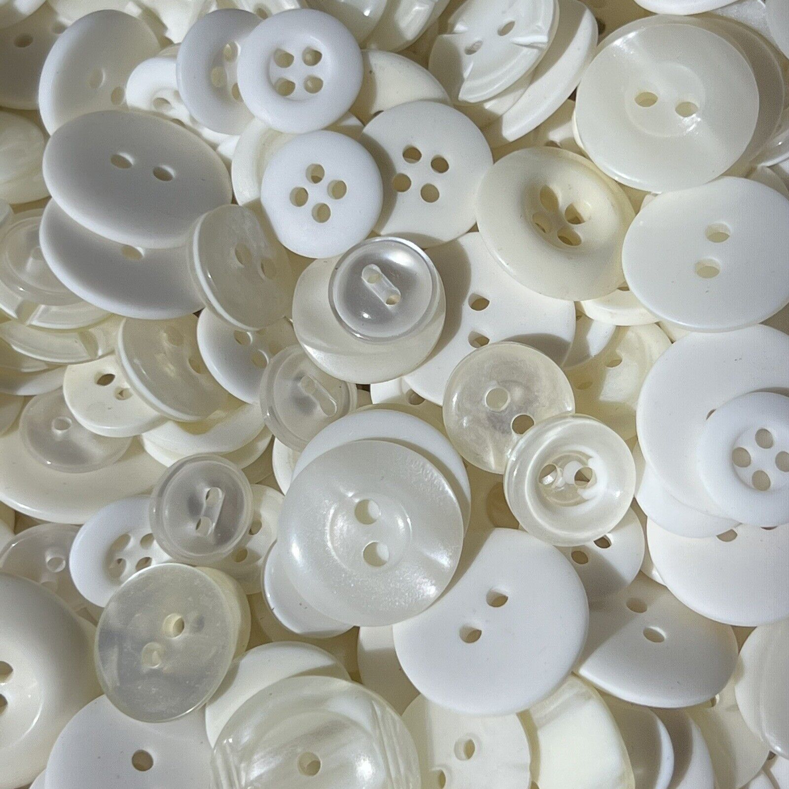 Incredible Mixed Lot WHITE Premium Buttons All Sizes For Embellishments