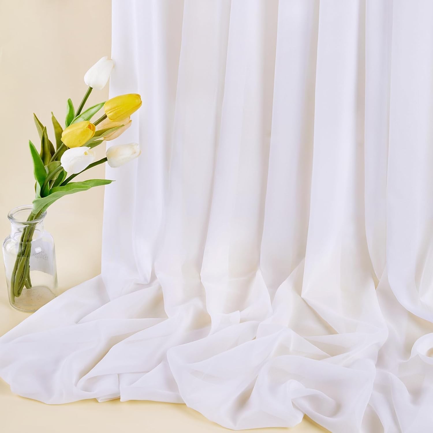5 Yards White Chiffon Sheer Fabric 58 Inch Wedding Draping Skirt Backdrop