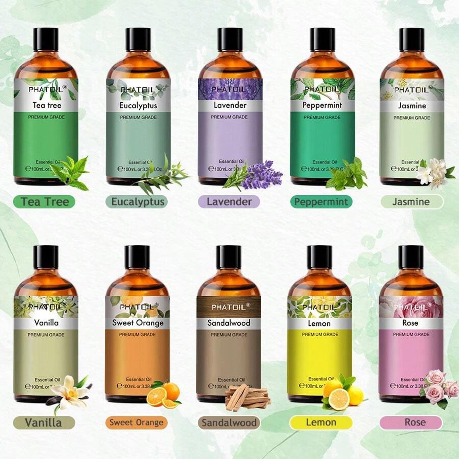 100ml Essential Oils Diffuser Oil 100% Pure and Natural Aromatherapy Grade Oil