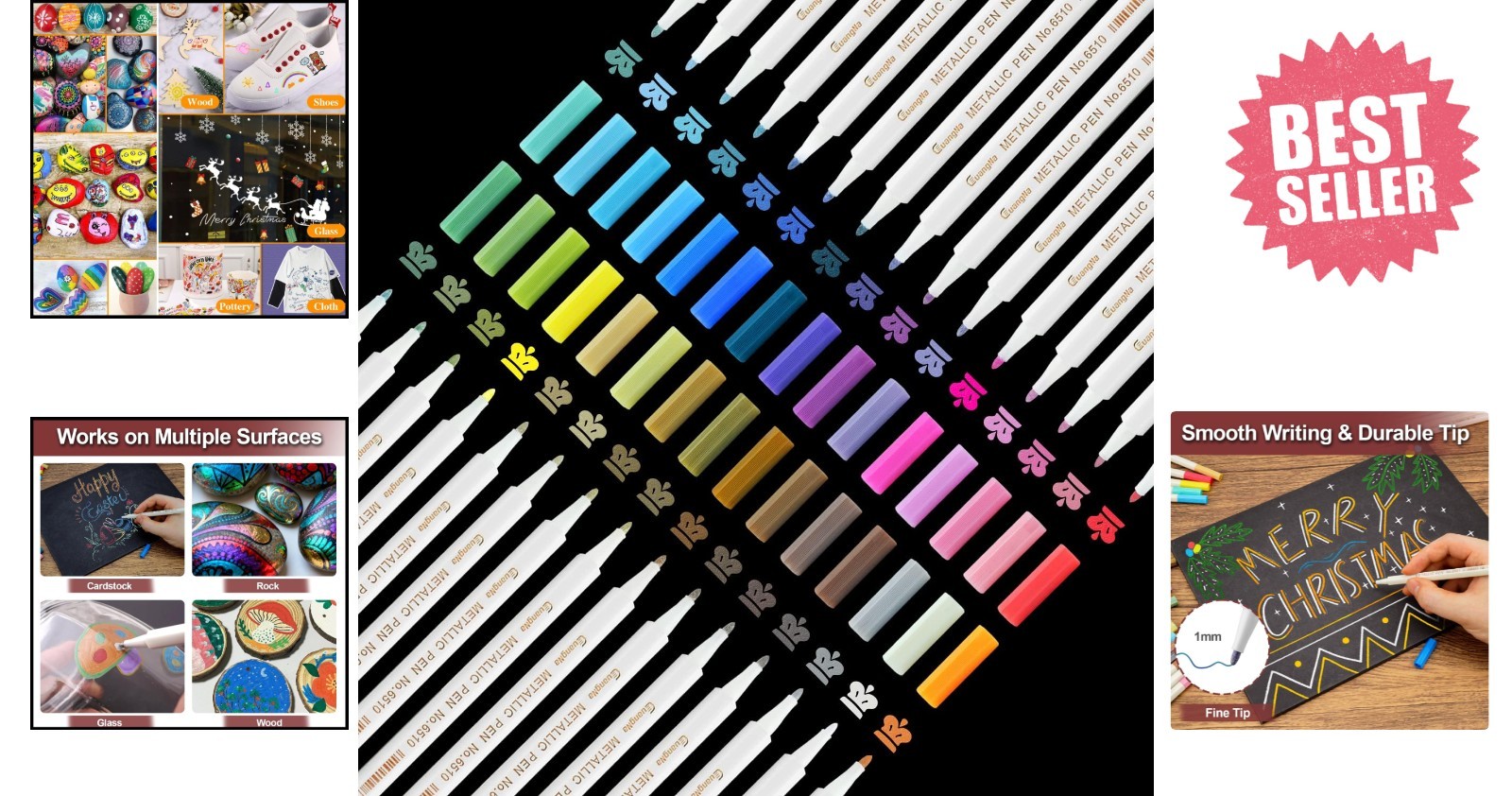 30 Fine Point Metallic Markers – Vibrant Pen Set for Scrapbooking and Crafts