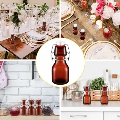 24 Pcs Mini Glass Bottles with Stoppers – Airtight Flip Top for Crafts & Party F