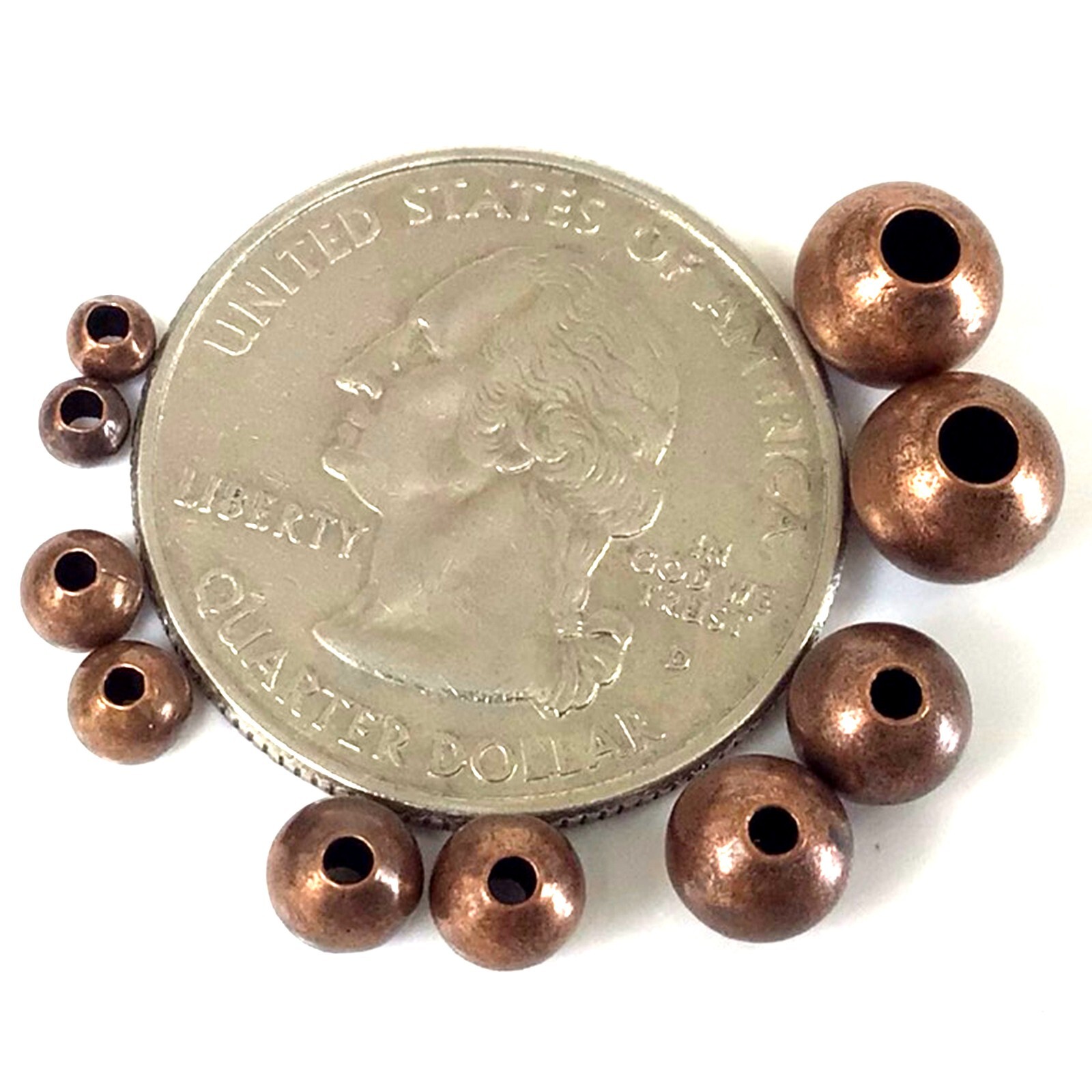 Copper Smooth Round Spacer Beads Seamless 3mm 4mm 5mm 6mm 7mm Jewelry Supplies