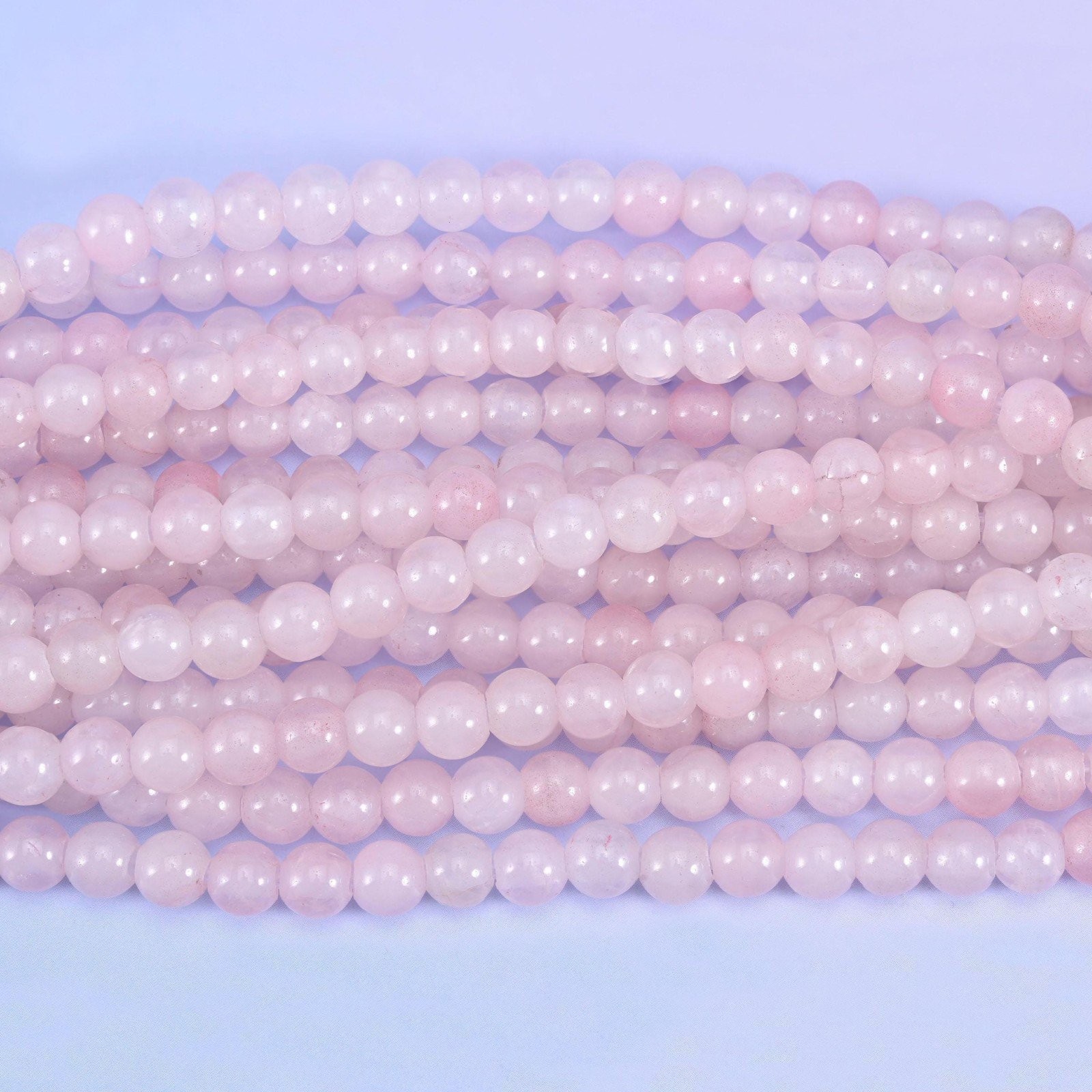 2mm Hole Rose Quartz Smooth Round Beads 6mm 8mm 10mm 8 Inch Strand