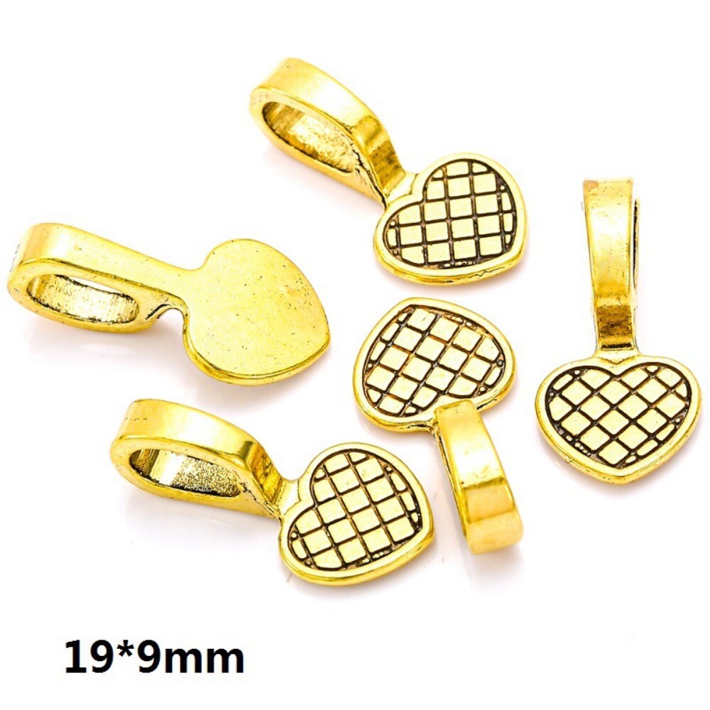 100Pcs Heart Glue on Bail Charm Pendants Earring Charms for DIY Jewelry Making