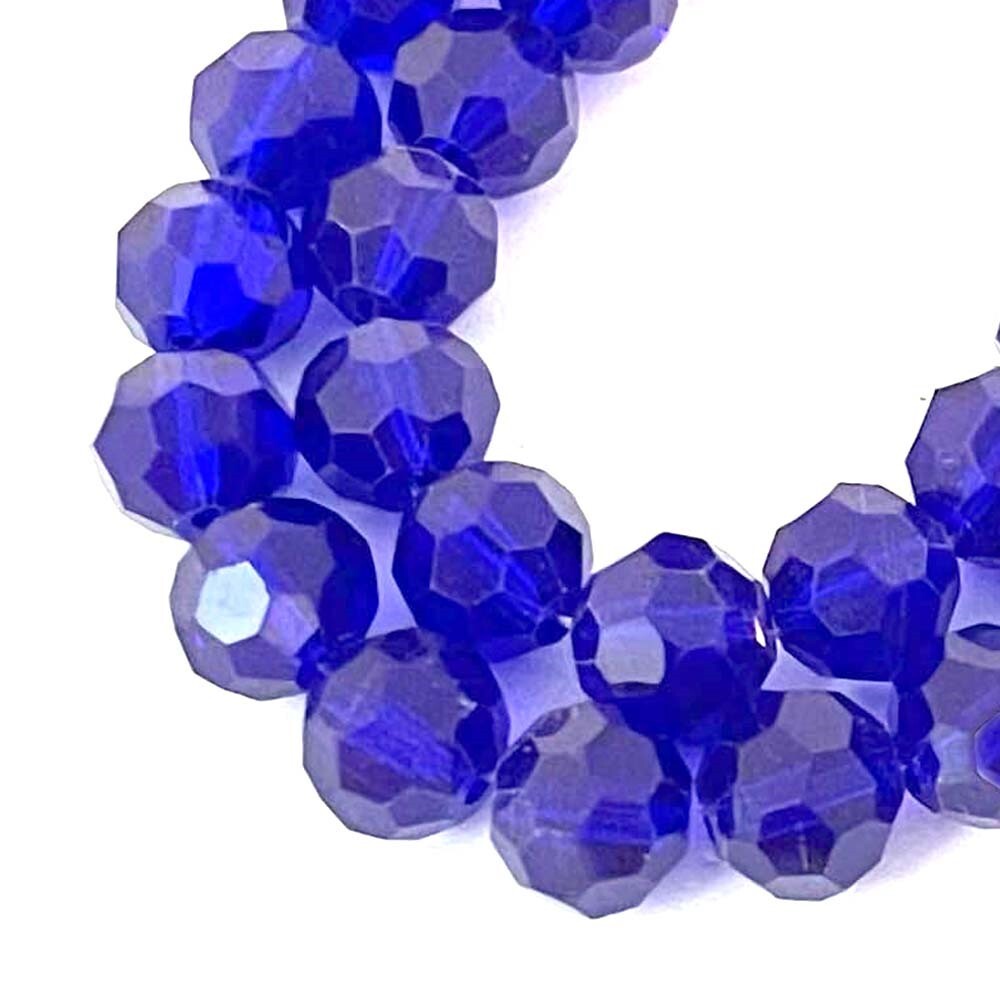 25 Cobalt Blue Glass Faceted Round Beads Fire Polished Transparent 7mm