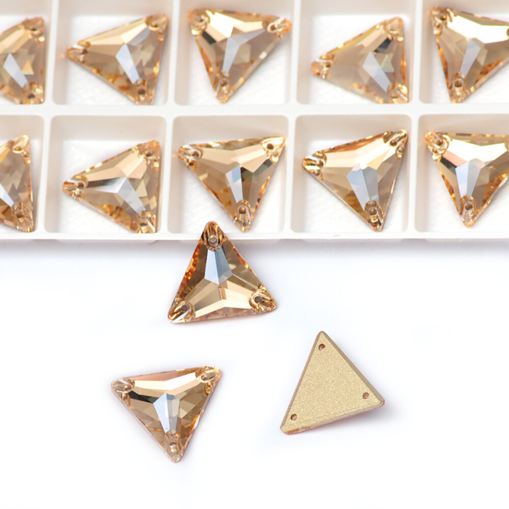Glass Crystal Golden Shadow Sew ON Rhinestones Rivoli Oval Navette Square Triang