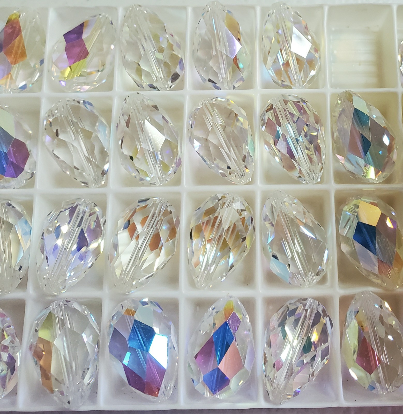 Vintage Swarovski 5500 18x12mm Large Teardrop beads Crystal AB (2pcs)