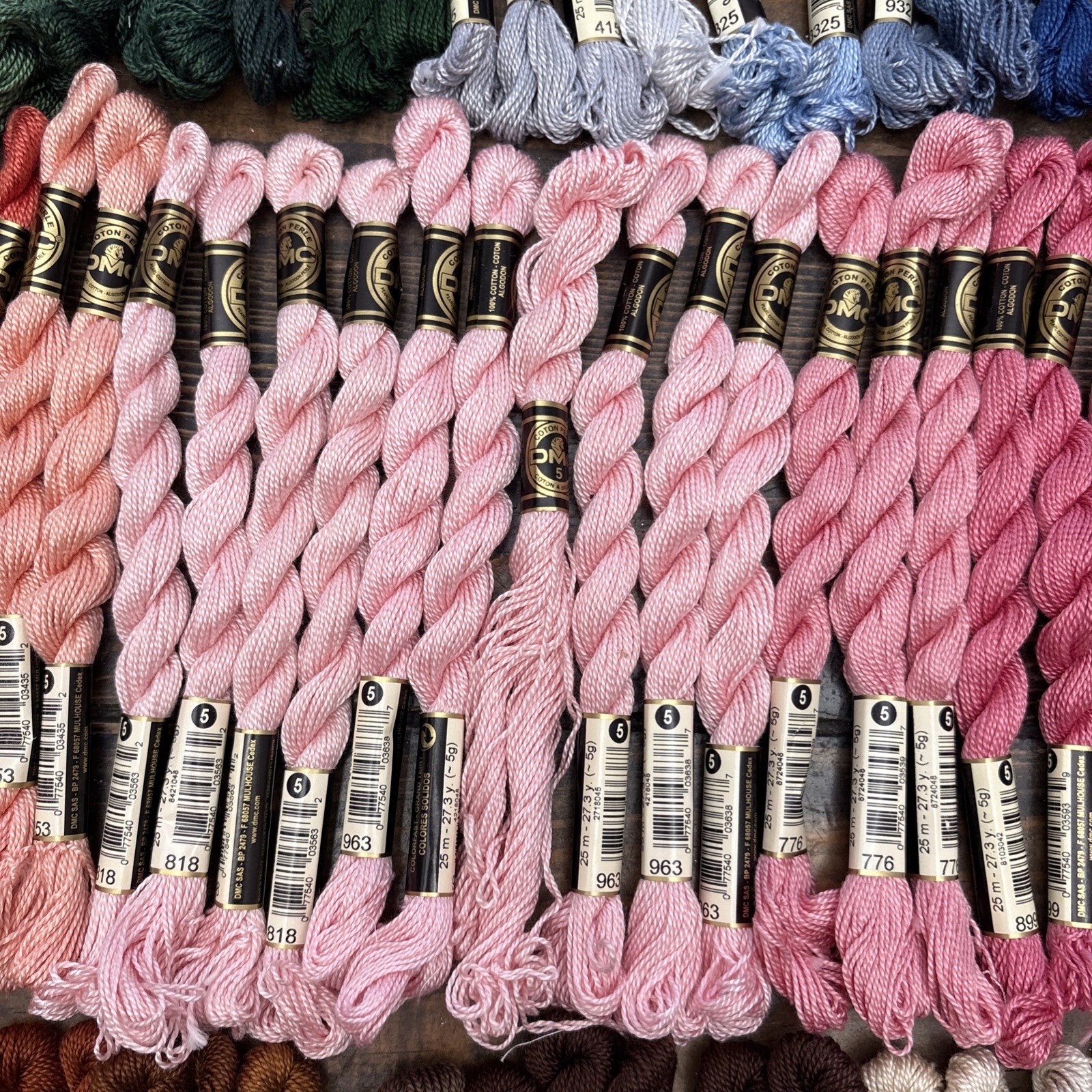 DMC #5 Cotton Perle Skeins, Color Variations, Metallic Pearl , Mixed Lot of 130