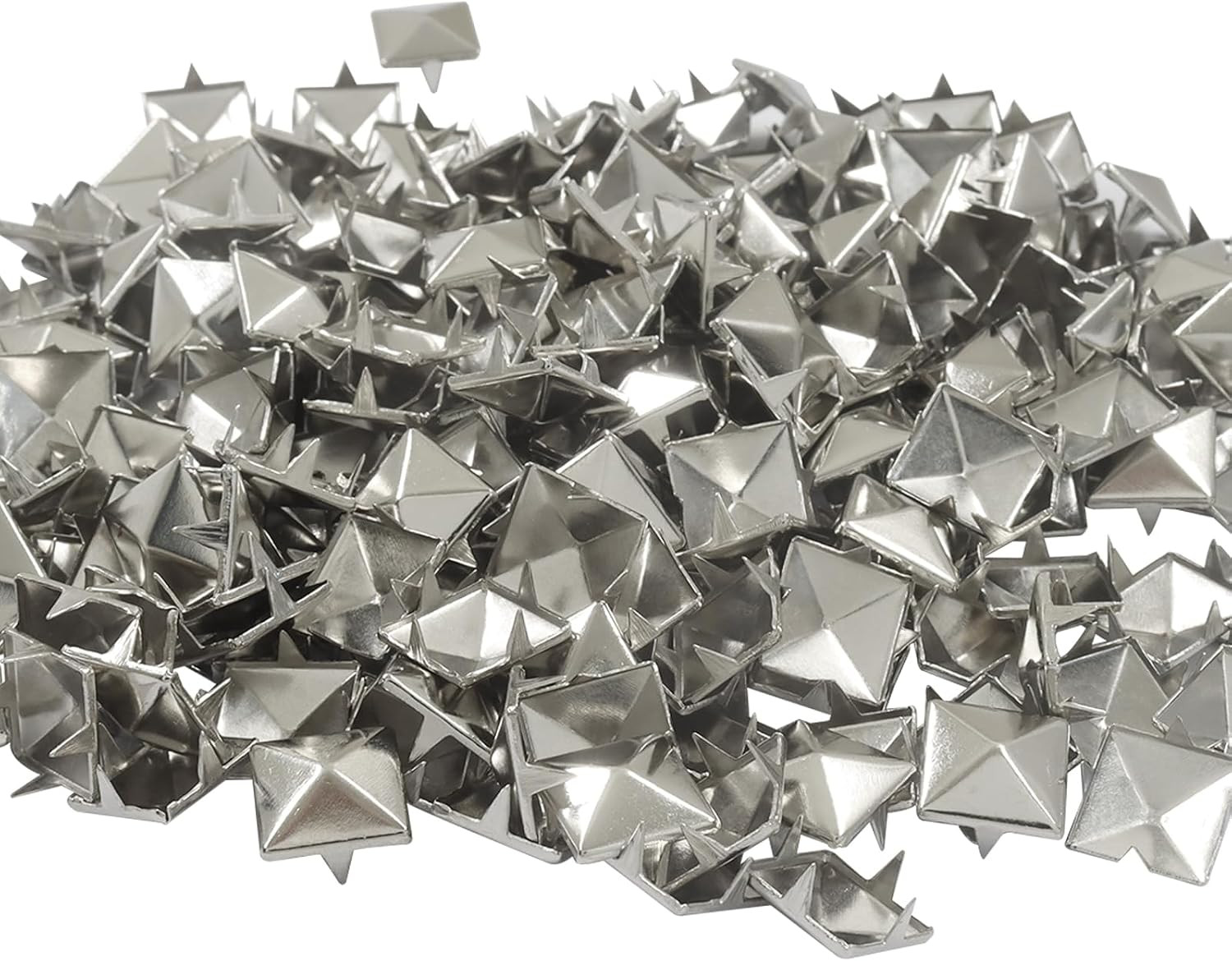 800 PCS 10Mm Square Pyramid Studs, Silver Clothing Studs Four Jaw