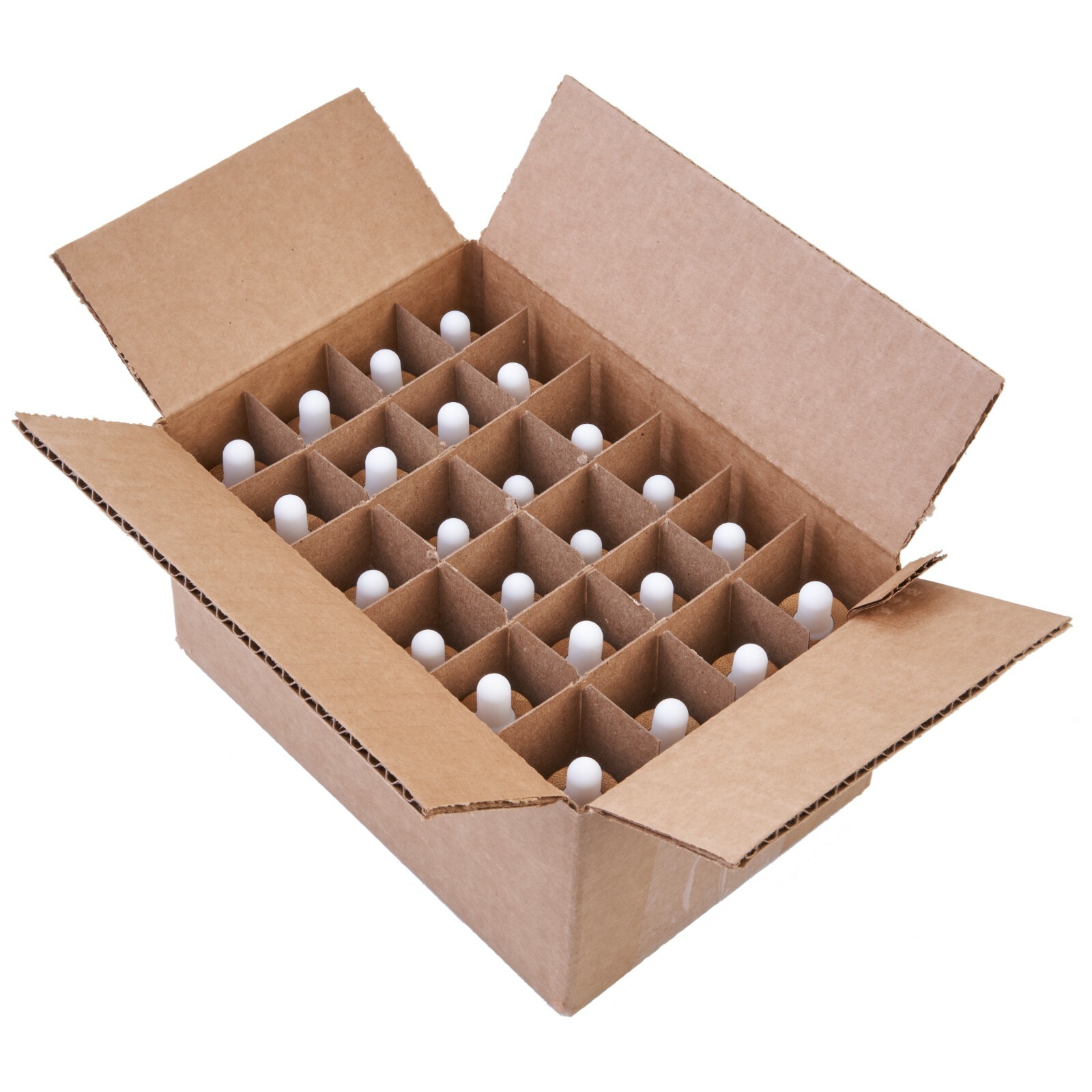 Clear Frosted Boston Round Glass bottles White Bamboo Cap 1 oz / 30 ml 24 Pack