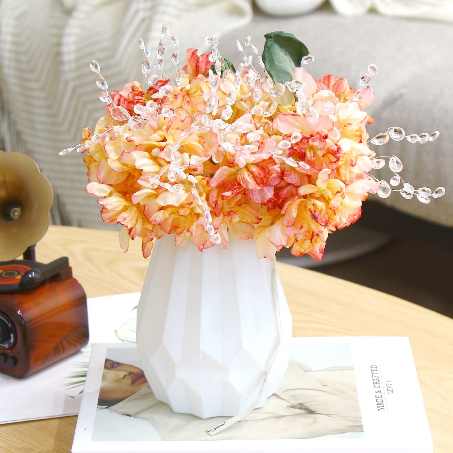 FOIMAS 50pcs Acrylic Bead Drop Stems Flower Bouquet Crystal Bud Branches Flow…