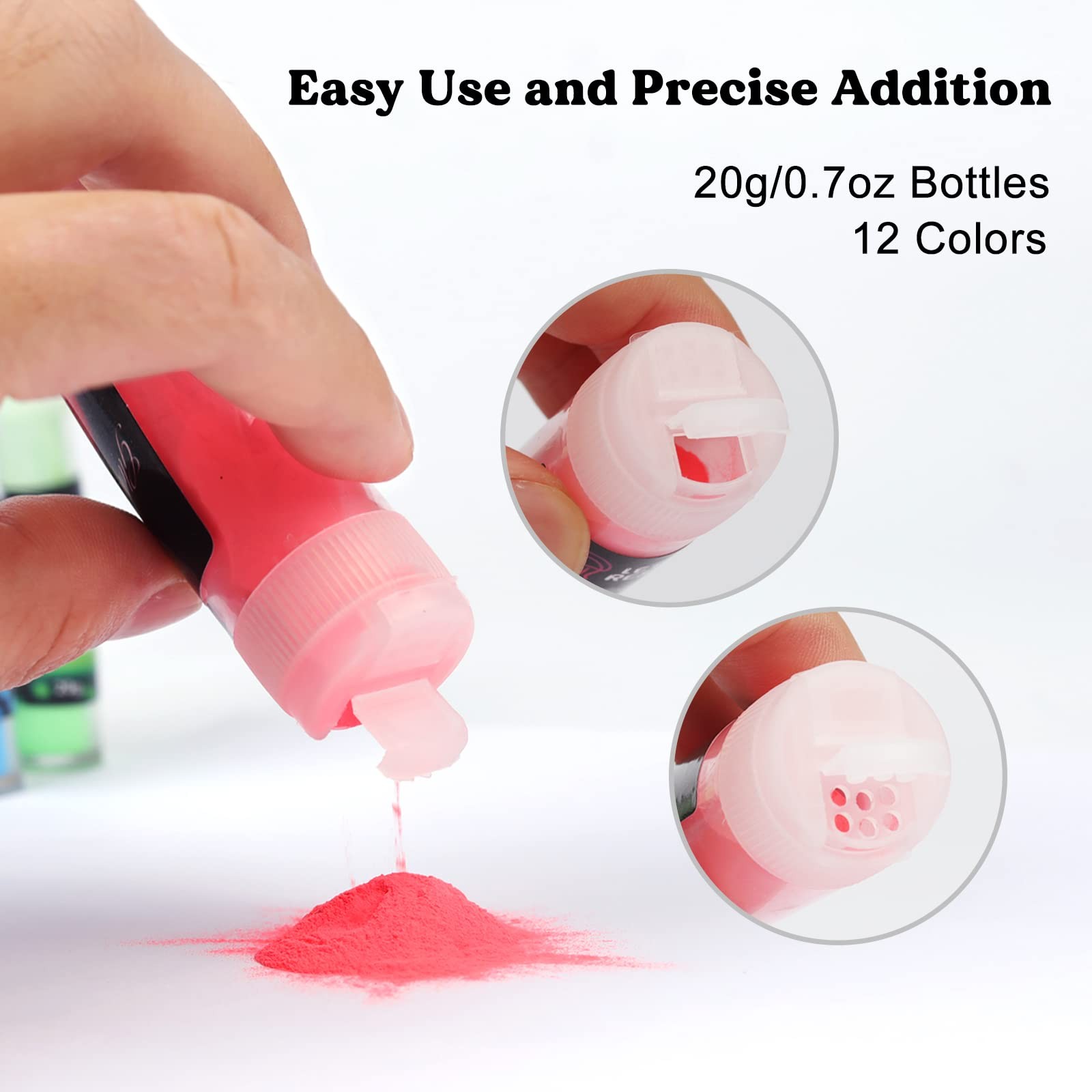 12 Colors Glow in The Dark Pigment Powder – 20g/0.7oz Each Bottle Epoxy Resin…