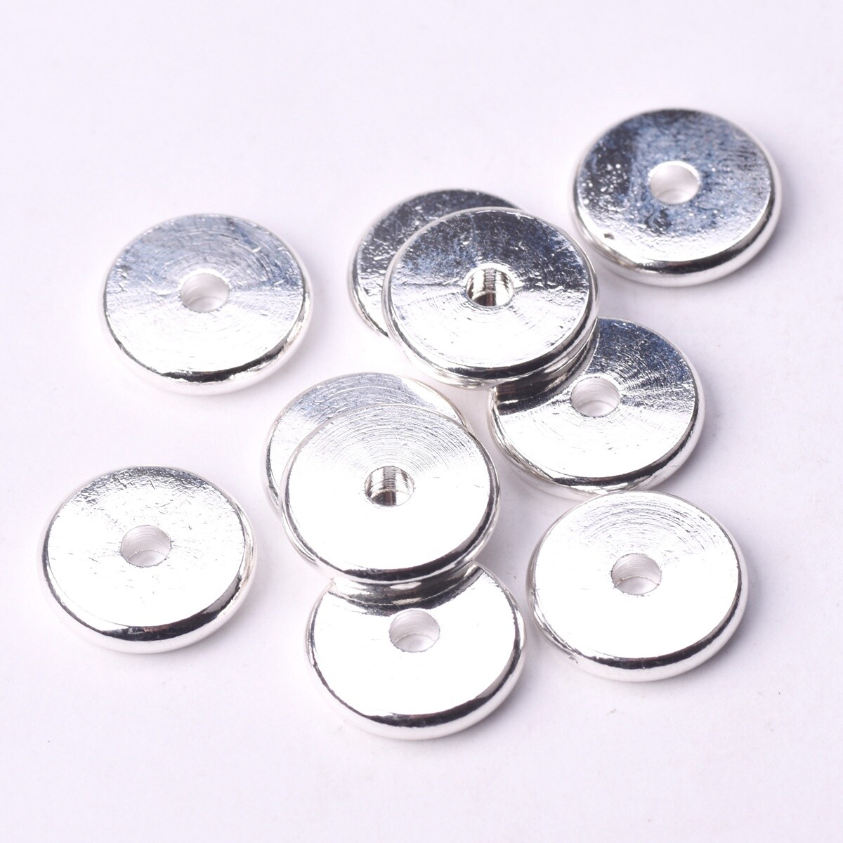 Flat Gold/Silver/Rose Gold Round 4/5/6/7/8/10/12/14mm Brass Metal Loose Beads