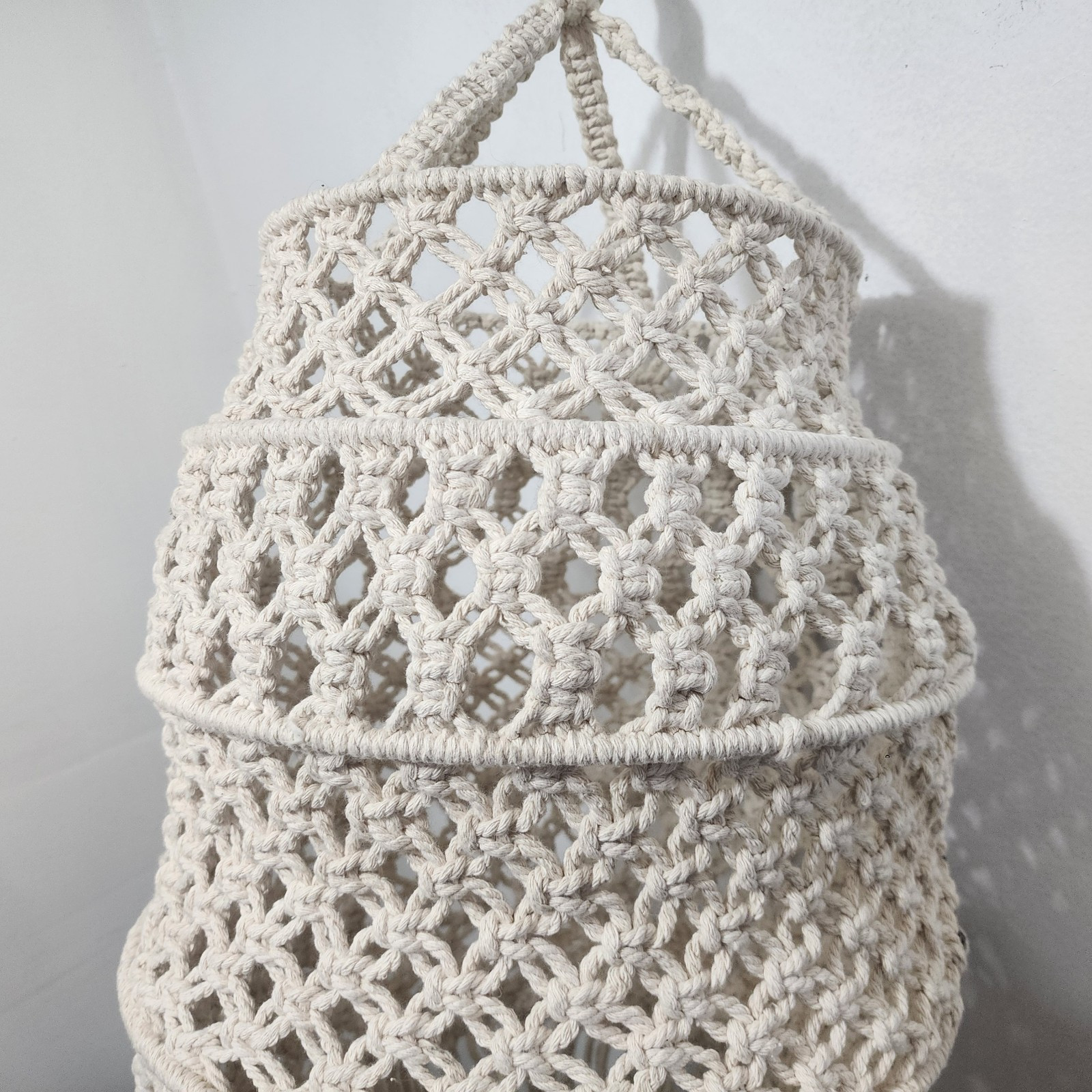 Macrame World Modern Handmade 6 pcs Rings Pendant Light Cover Shade Natural Boho