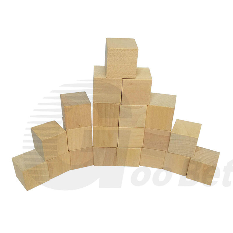 Wooden Cube Solid Plain Natural Hard Wood Blocks 8x8x8cm Art Craft Building DIY