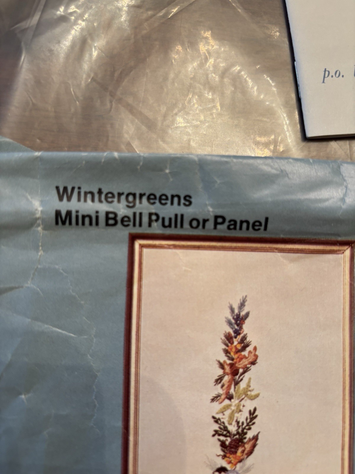 Wintergreen Mini Bell Pull Panel No122 Crewel by Cathy Vintage Embroidery RARE