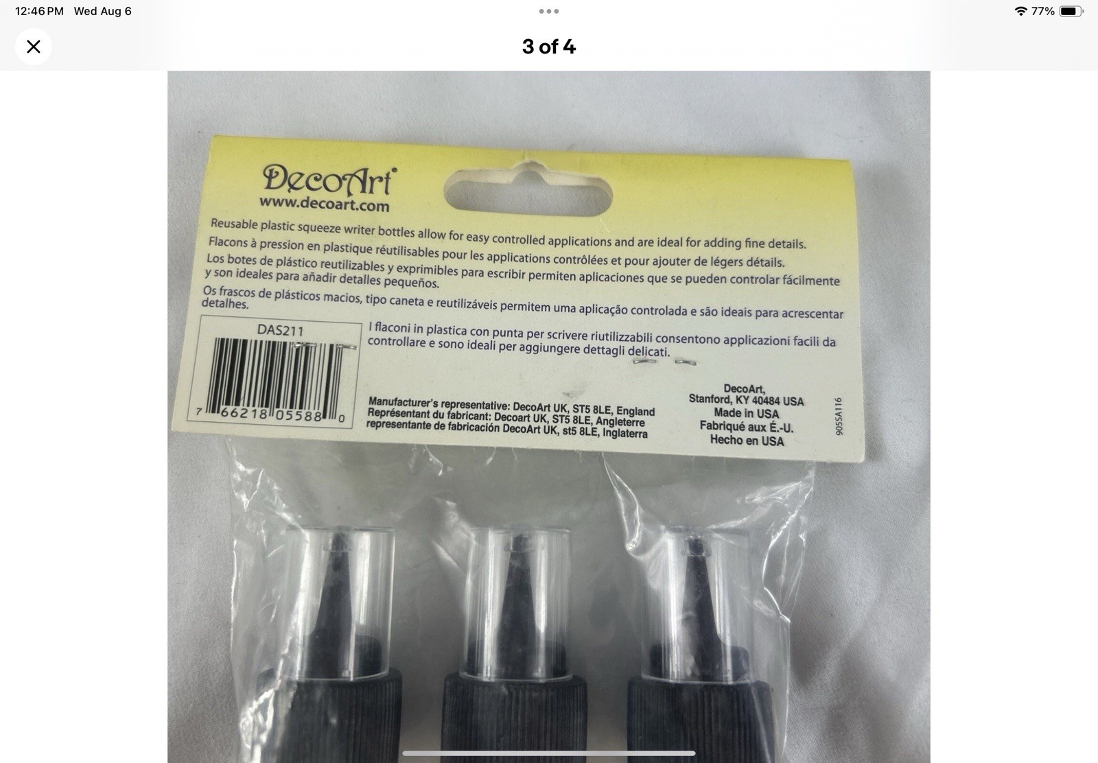 Paint Squeeze Writer Bottles 2 Oz 3 Pack Americana Reusable Easy Control