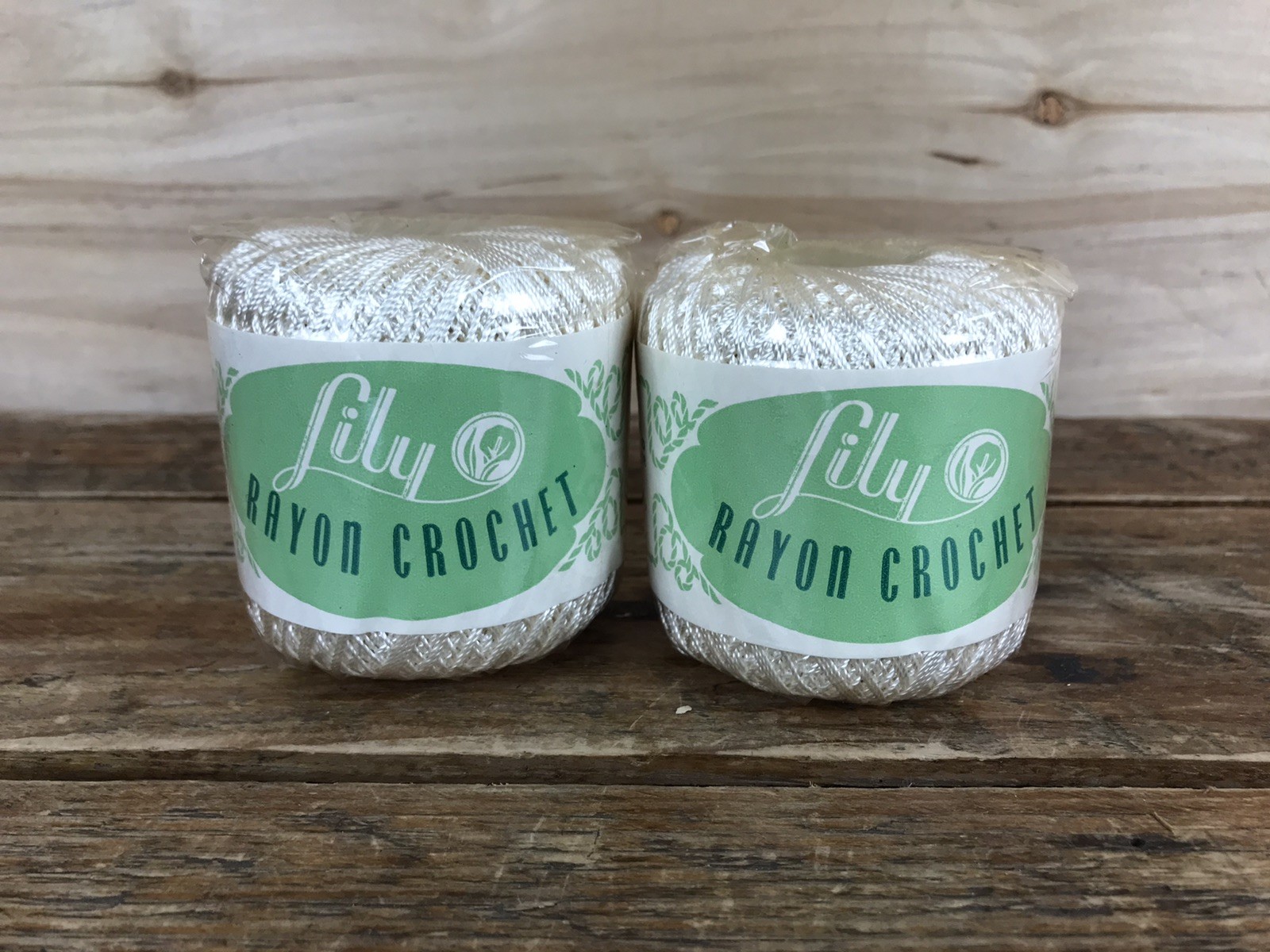 Vintage Lily Rayon Crochet Thread Lot 2 Skeins White NEW NIP