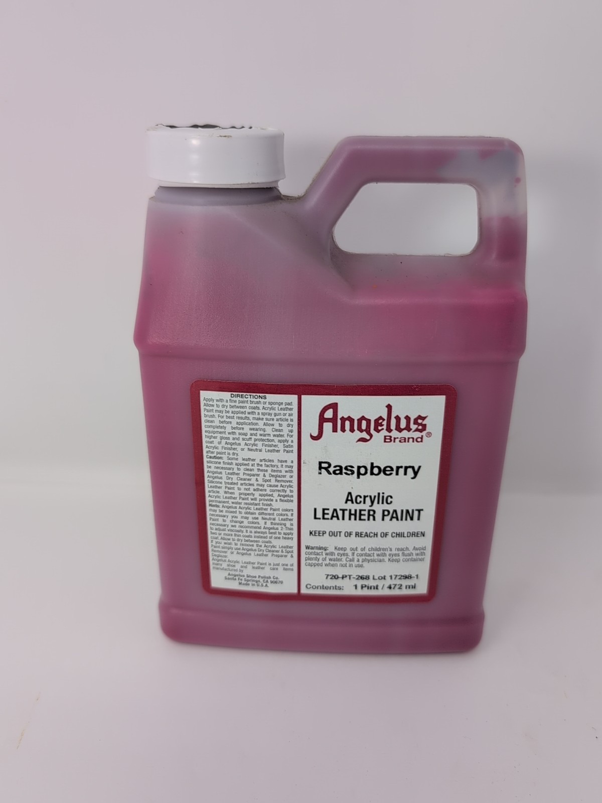 Pint Of Angelus Acrylic Leather Paint Raspberry