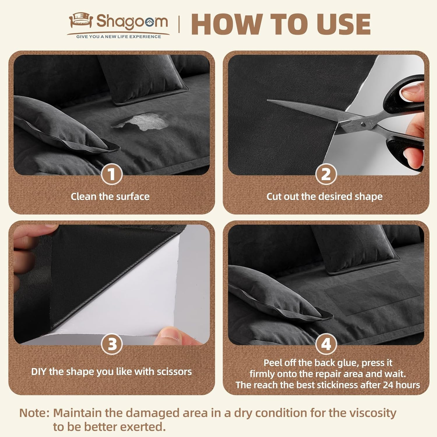 Suede Repair Patch, Large Fabric Repair Tape, Self-Adhesive Patches for Furnitur