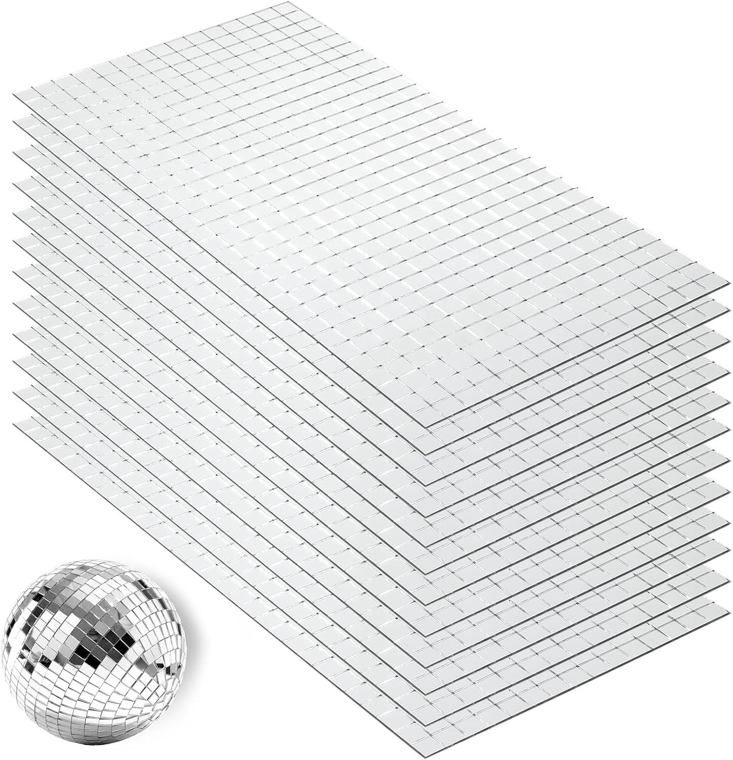 4500 Pcs 10X10 Mm Self Adhesive Disco Mirror Tiles, Square Disco Mosaic Tiles