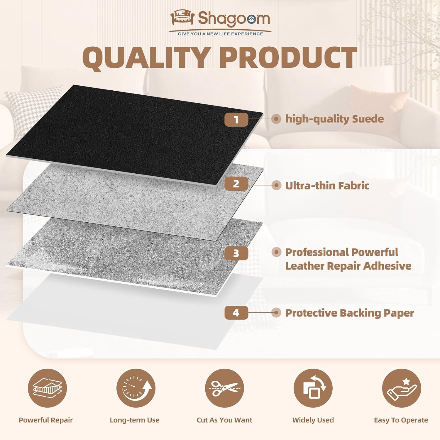 Suede Repair Patch, Large Fabric Repair Tape, Self-Adhesive Patches for Furnitur