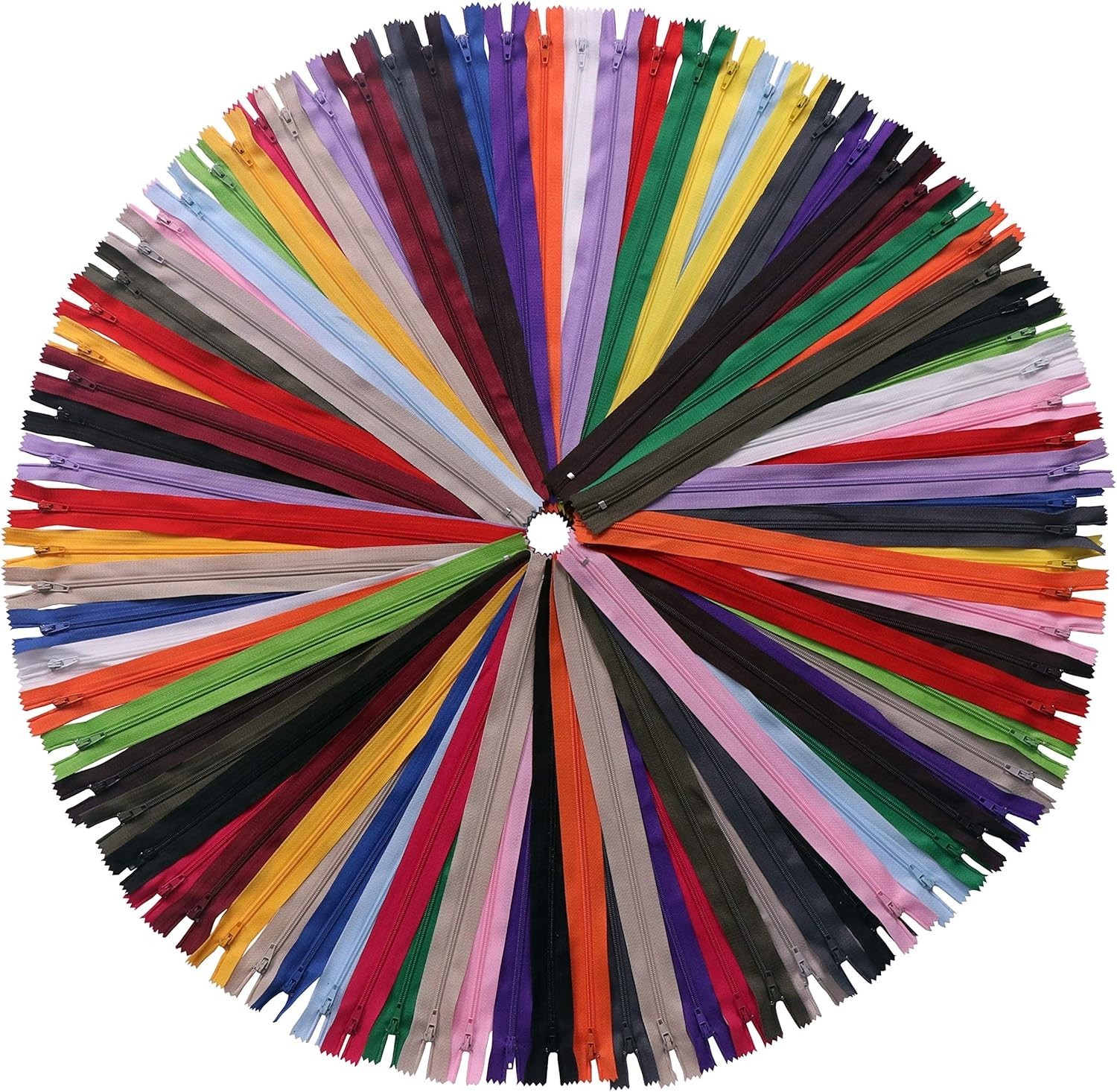 60 Pack 14 Inch Nylon Coil Zippers Bulk Assorted Colors for Sewing Crafts Tailor