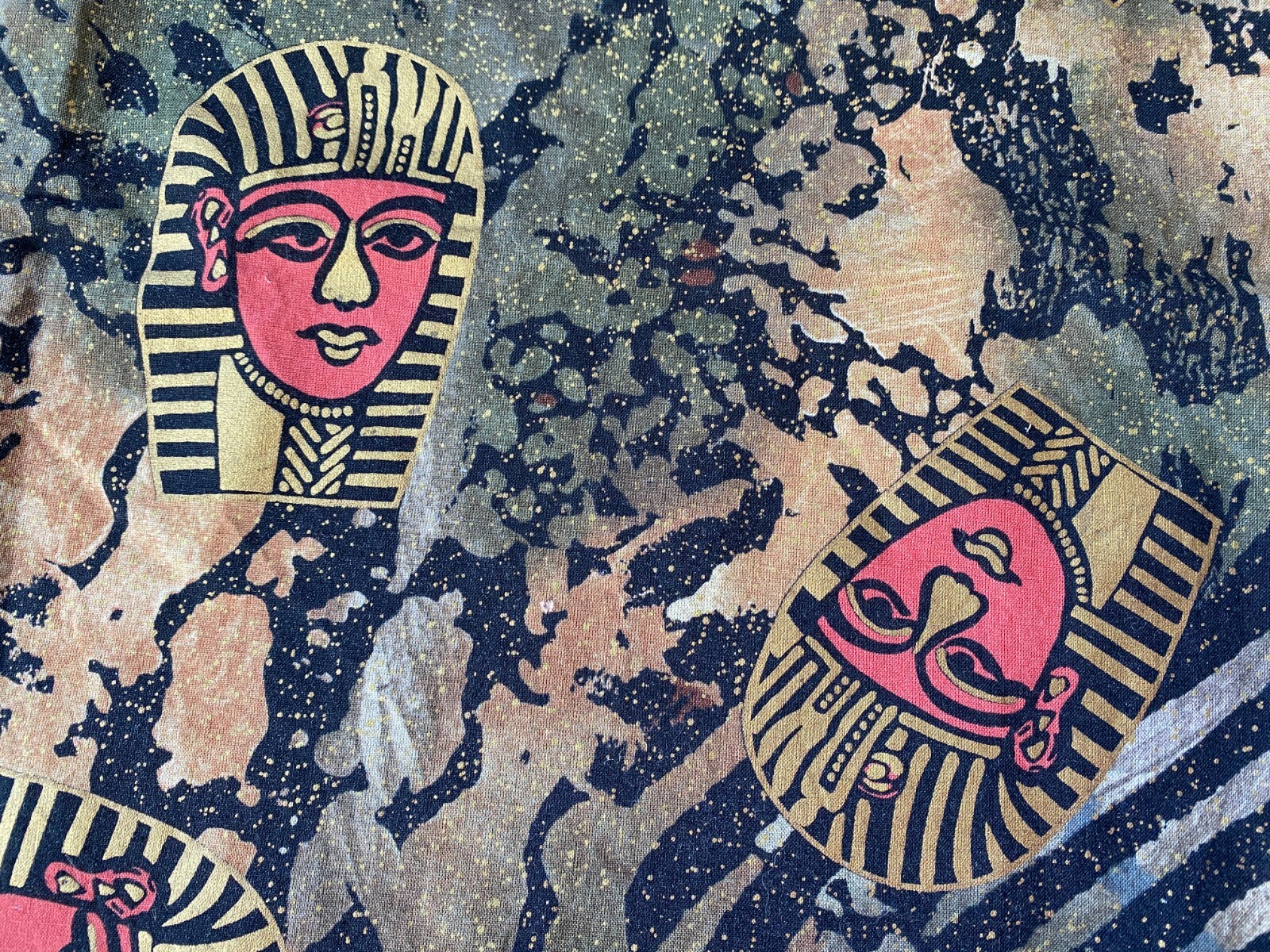 FABRIC PIECES LOT 2~King Tut~PHAROAH~Egypt~GOLD ACCENT~Cami Leopard Print~MASK~