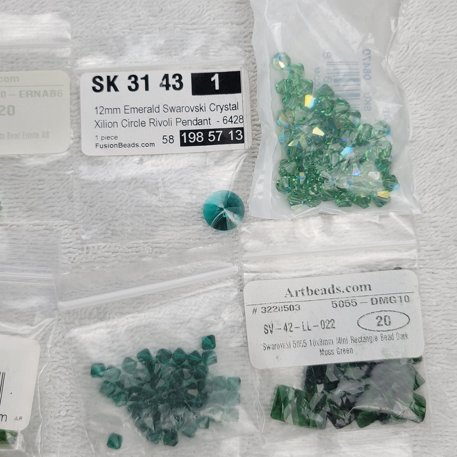 Swarovski Crystal Bead Lot Green Emerald Erinite Bicone Cube Pendant Mixed Qty