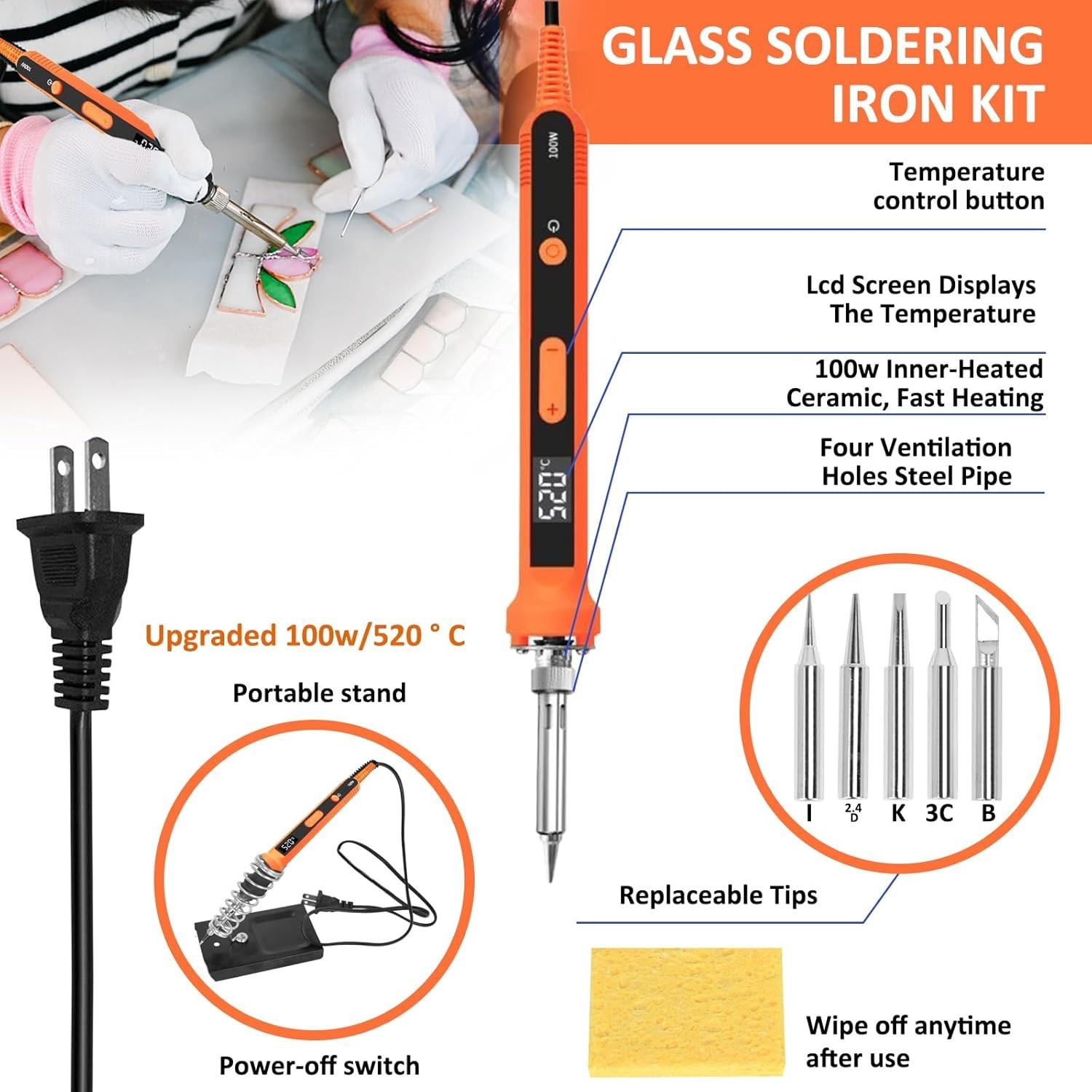 Stained Glass Kits for Adults Complete Stained Glass Supplies with 100W Solderin