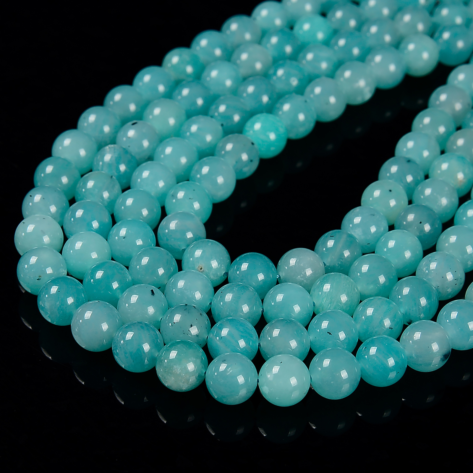 High Quality Blue Green Amazonite Smooth Round Beads 6mm 8mm 10mm 15.5” Strand