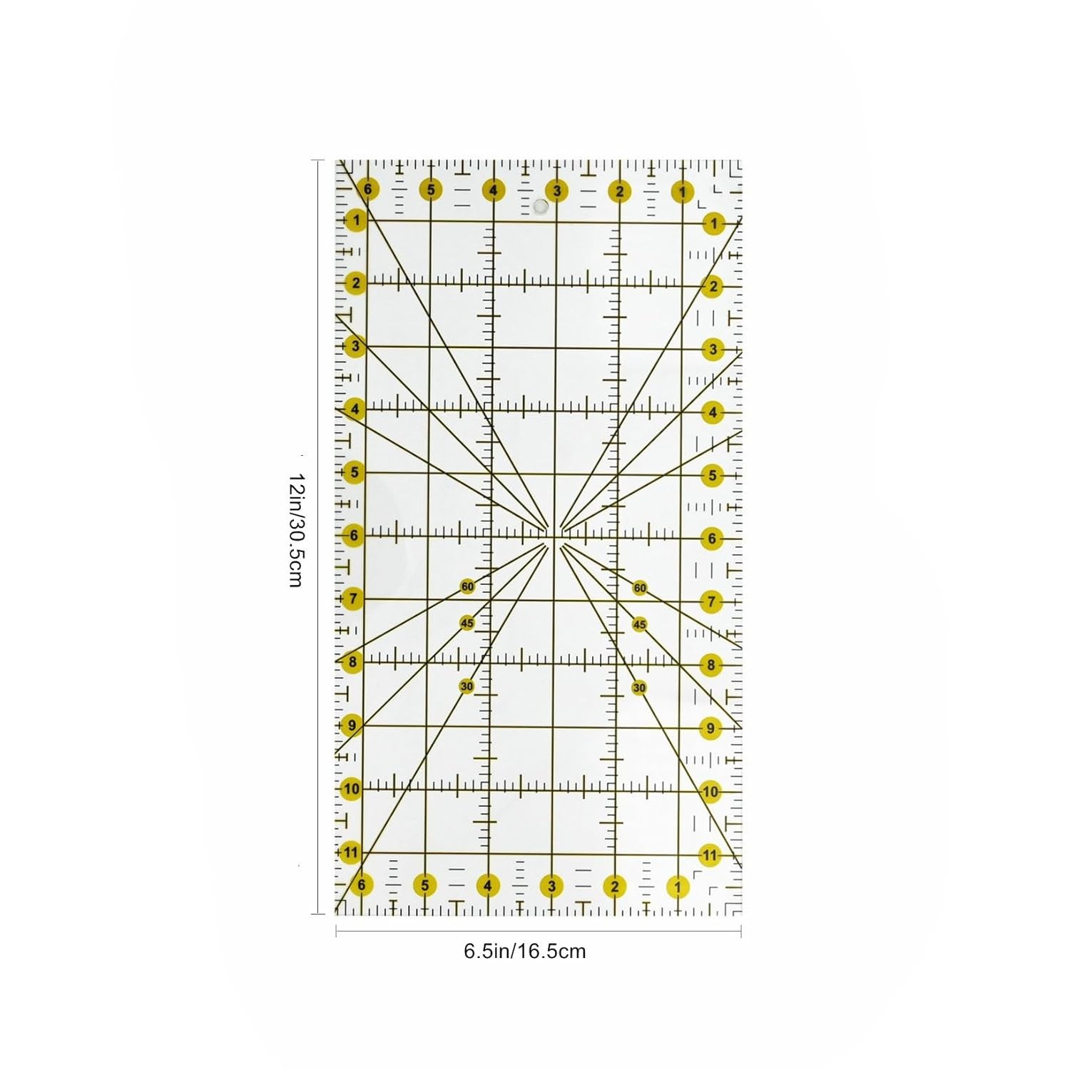 Clear Quilting Ruler 6.5×12 – Durable Acrylic for Accurate Fabric Measurements