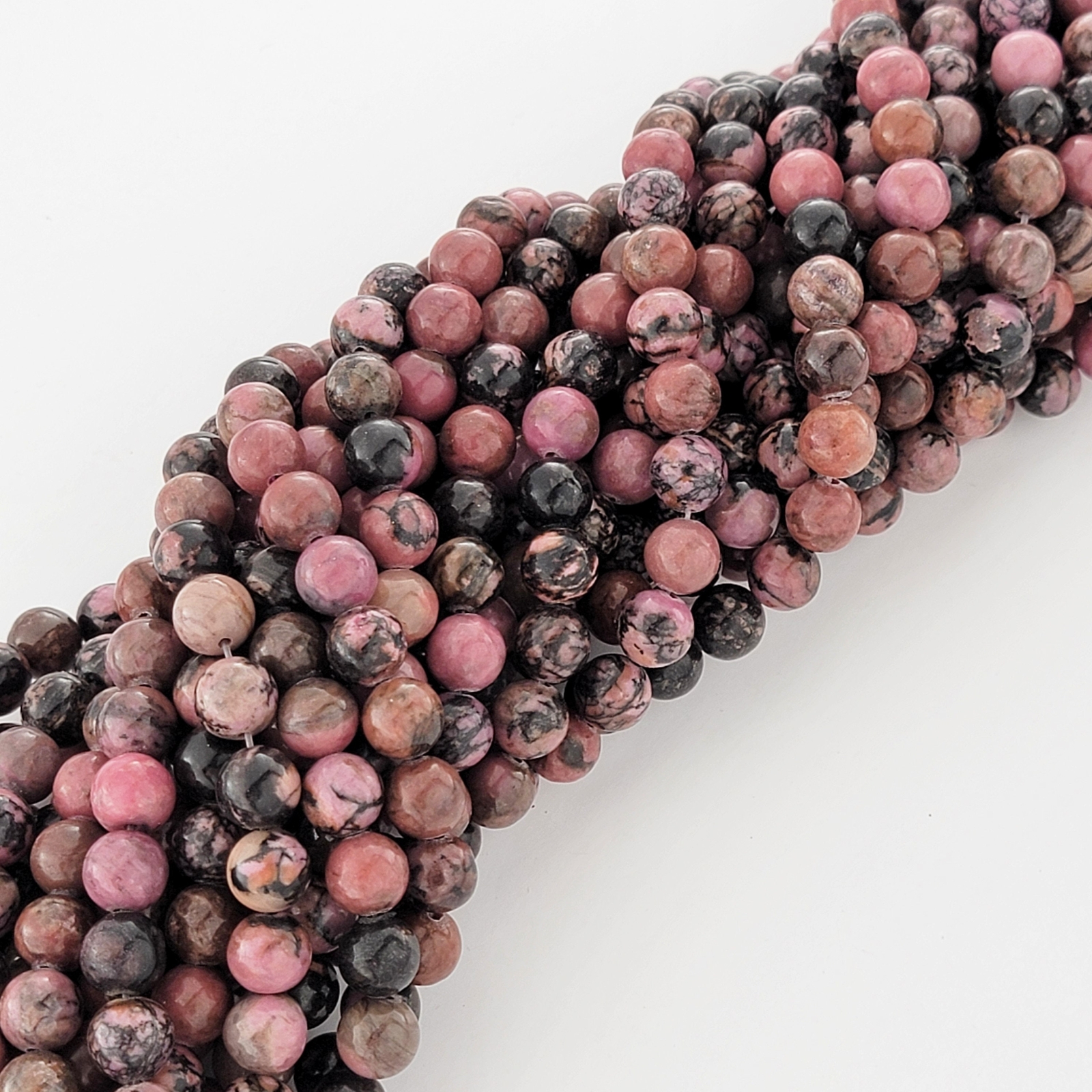 Rhodonite Beads Pink Gray Gemstone Natural Smooth Crystal round 6Mm 8Mm 10Mm