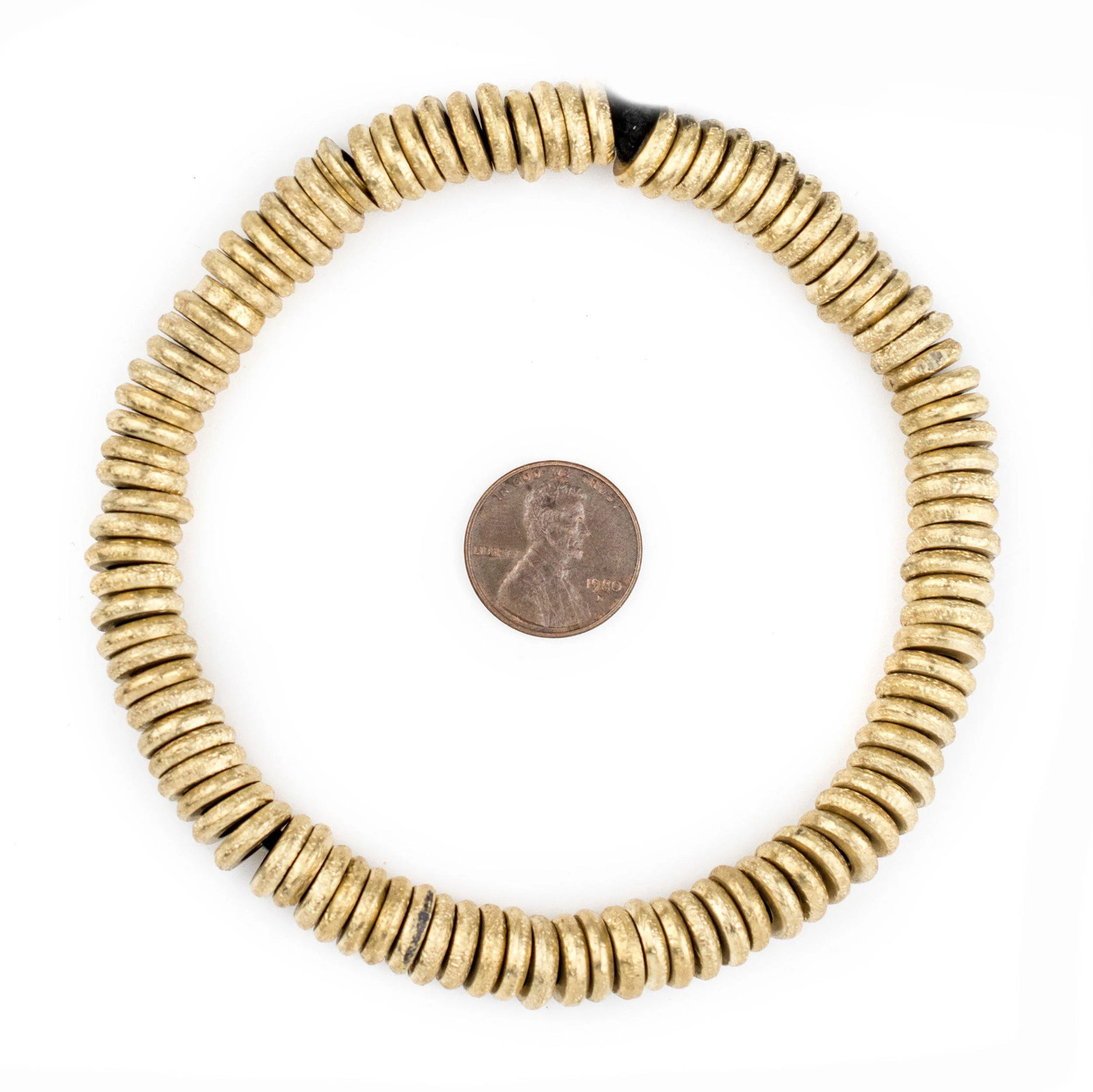 Brass Donut Beads 10mm Ring Large Hole 10 Inch Strand