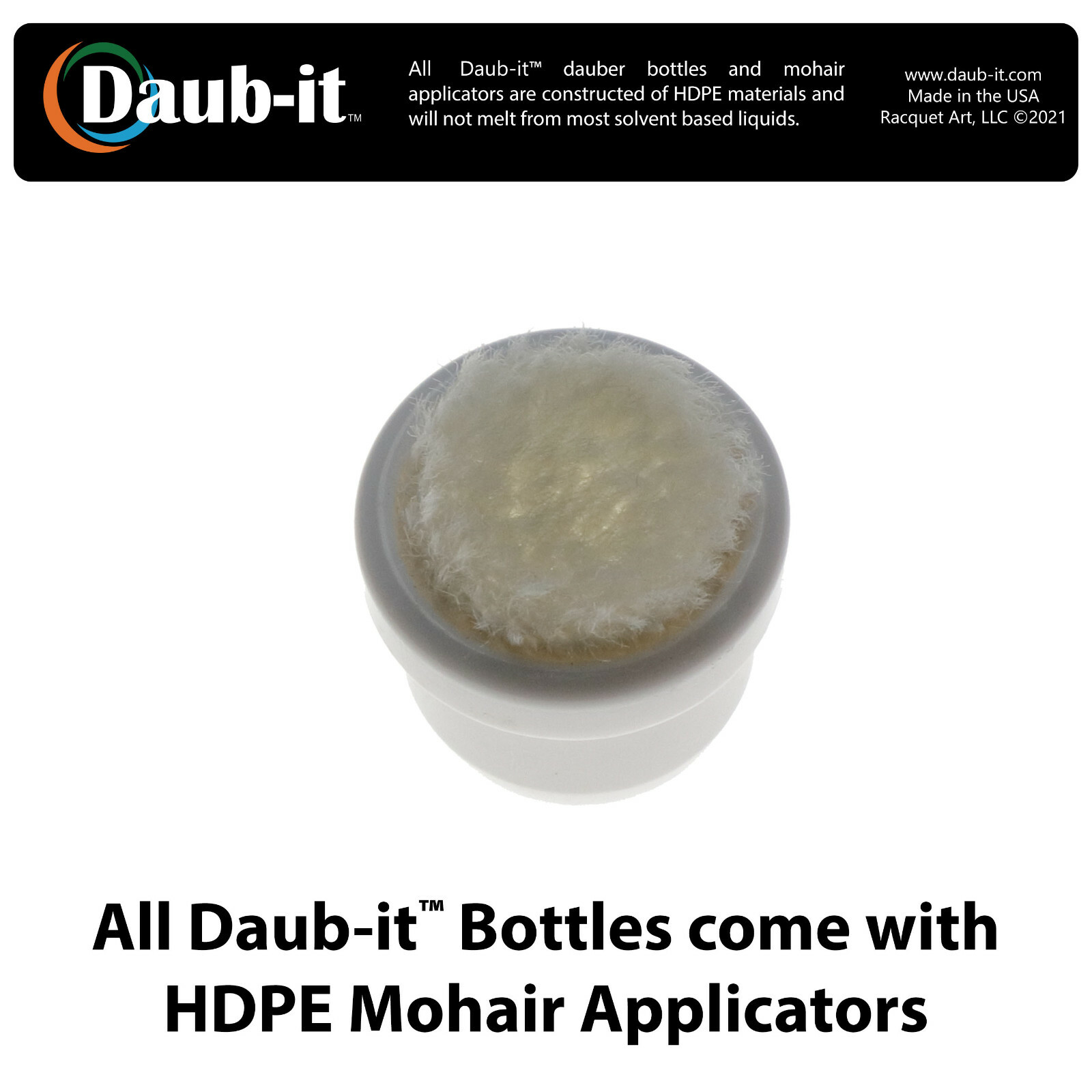 Daub-it Empty Bottle with Mohair Dauber Applicator – 3 Pack – 2 oz. -HDPE