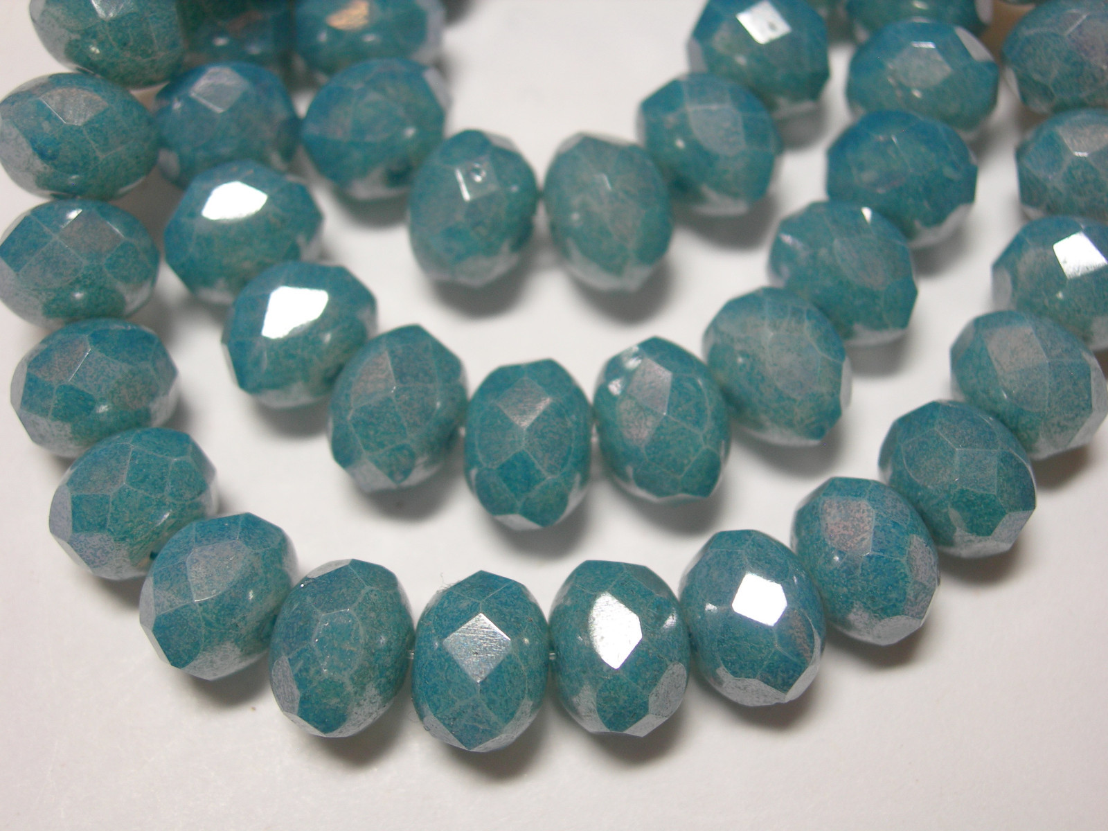 25 8x6mm Blue Denim Luster Czech Glass Picasso Rondelle beads
