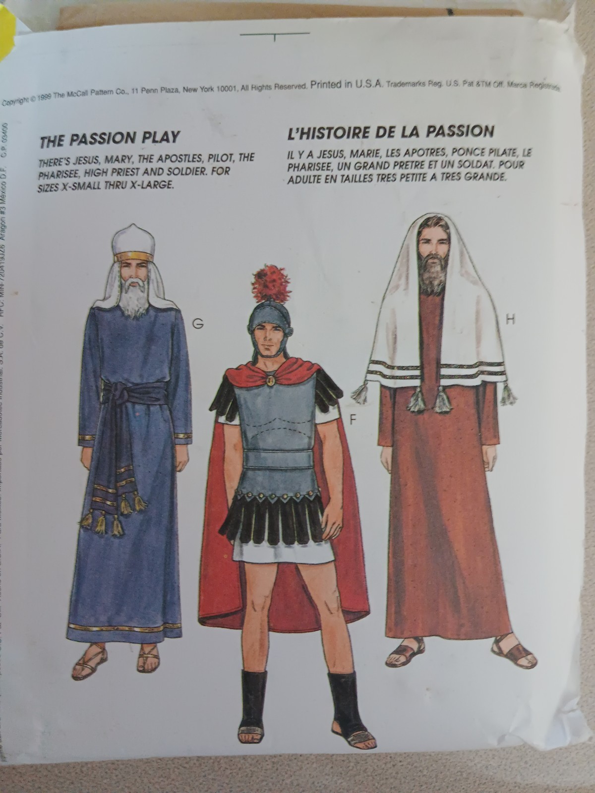 McCall’s 2060 Passion Play Nativity Bible Unisex Adult Costumes Sizes XL 42-44