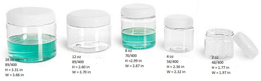 10 sets – .5 oz Clear Basic Jar 33/400 PET w/ CHOICE of caps -10 sets FREE SHIPP