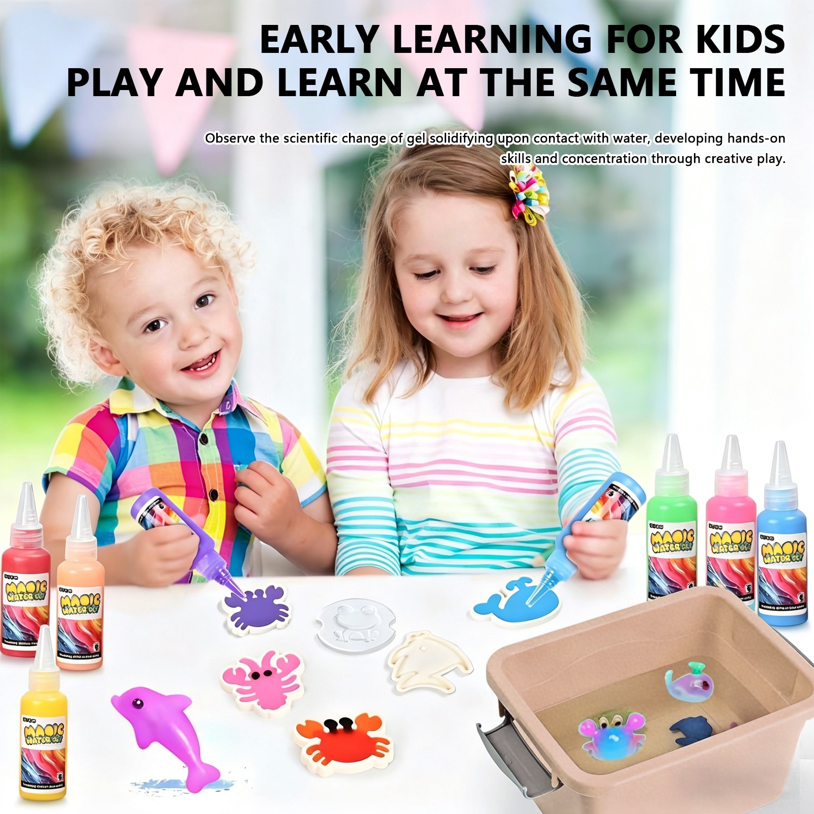Magic Water Elf Toy Kit, Aqua Fairy Water Gel Kit with 12 Magic Gels & 12 Molds