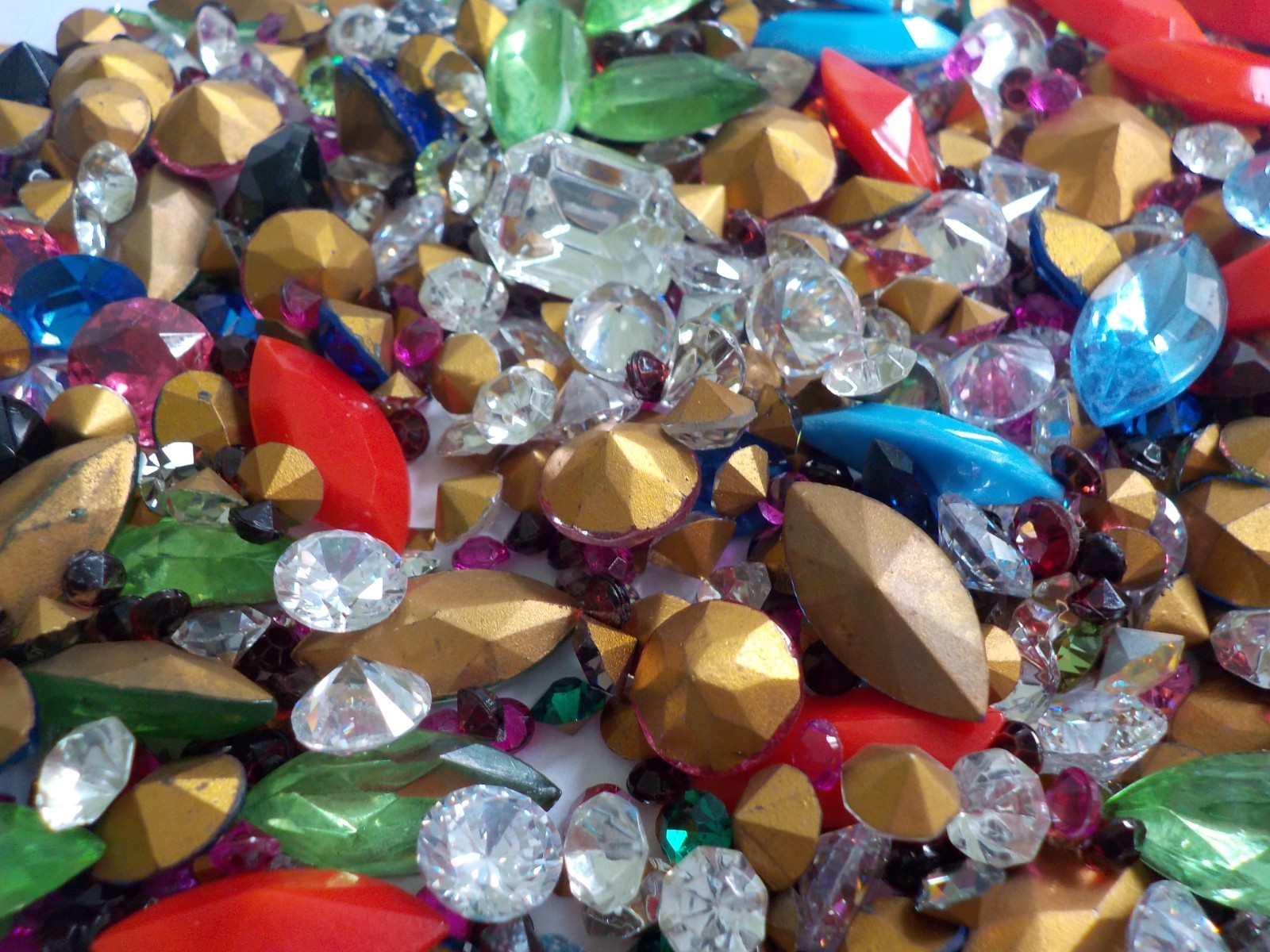 Foil Back Rhinestone & CZ Jewelry Making Supply 7 Oz Mixed Variety Shapes Colors