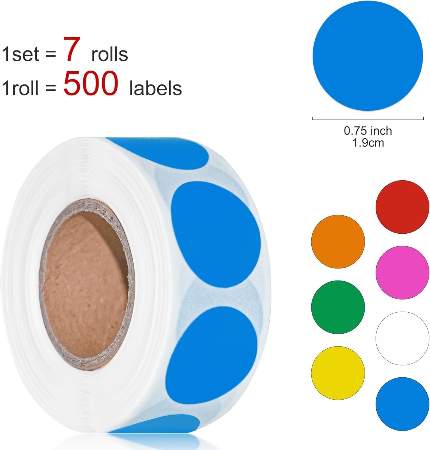 3500 Pcs Colored Dot Stickers, 3/4″ Label Sticker round Color Coding Labels