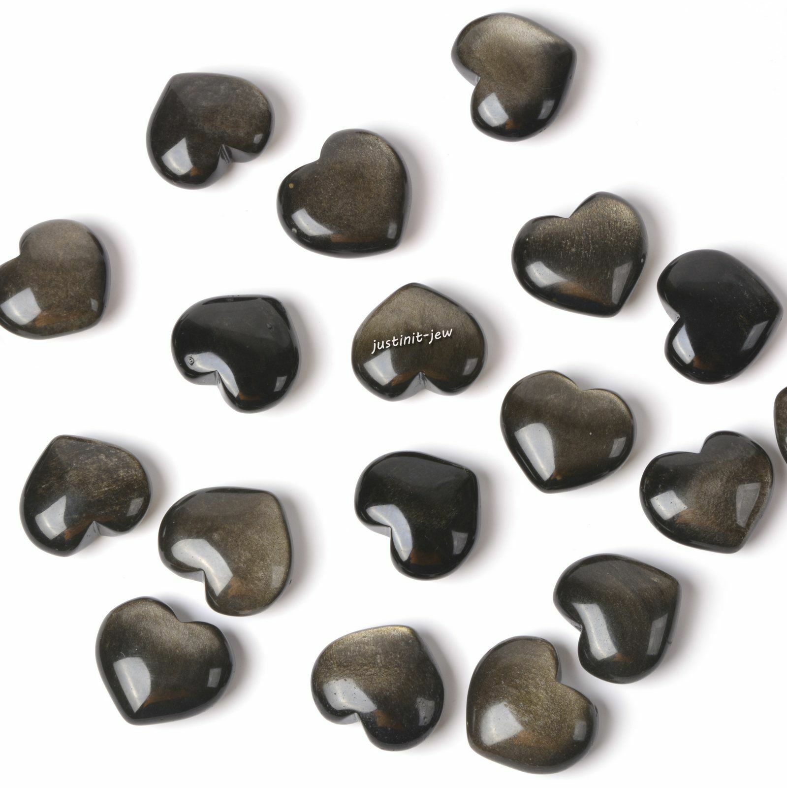 25mm Obsidian Puffy LOVE Hearts Gemstone Crystal healing Reiki Worry Stone