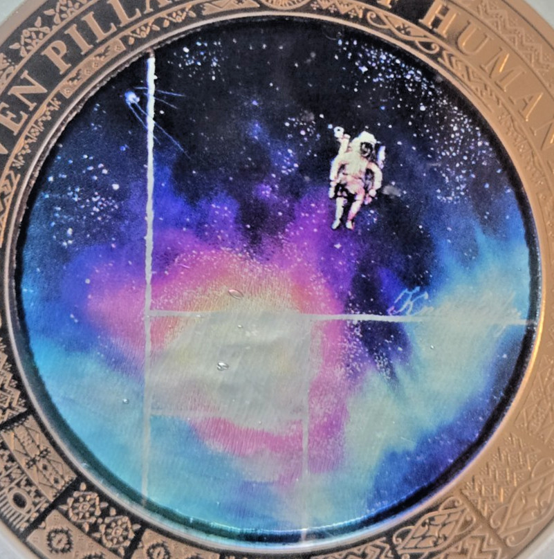 2025 Cook Island Universe Knowledge Color Glass Seven Pillars Humanity PCGS MS70