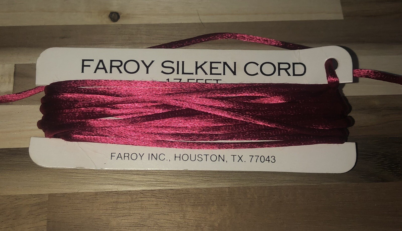 5yds vintage NOS Silken Cord Gimp fabric Trim Jewelry magenta fuchsia Silk Faroy