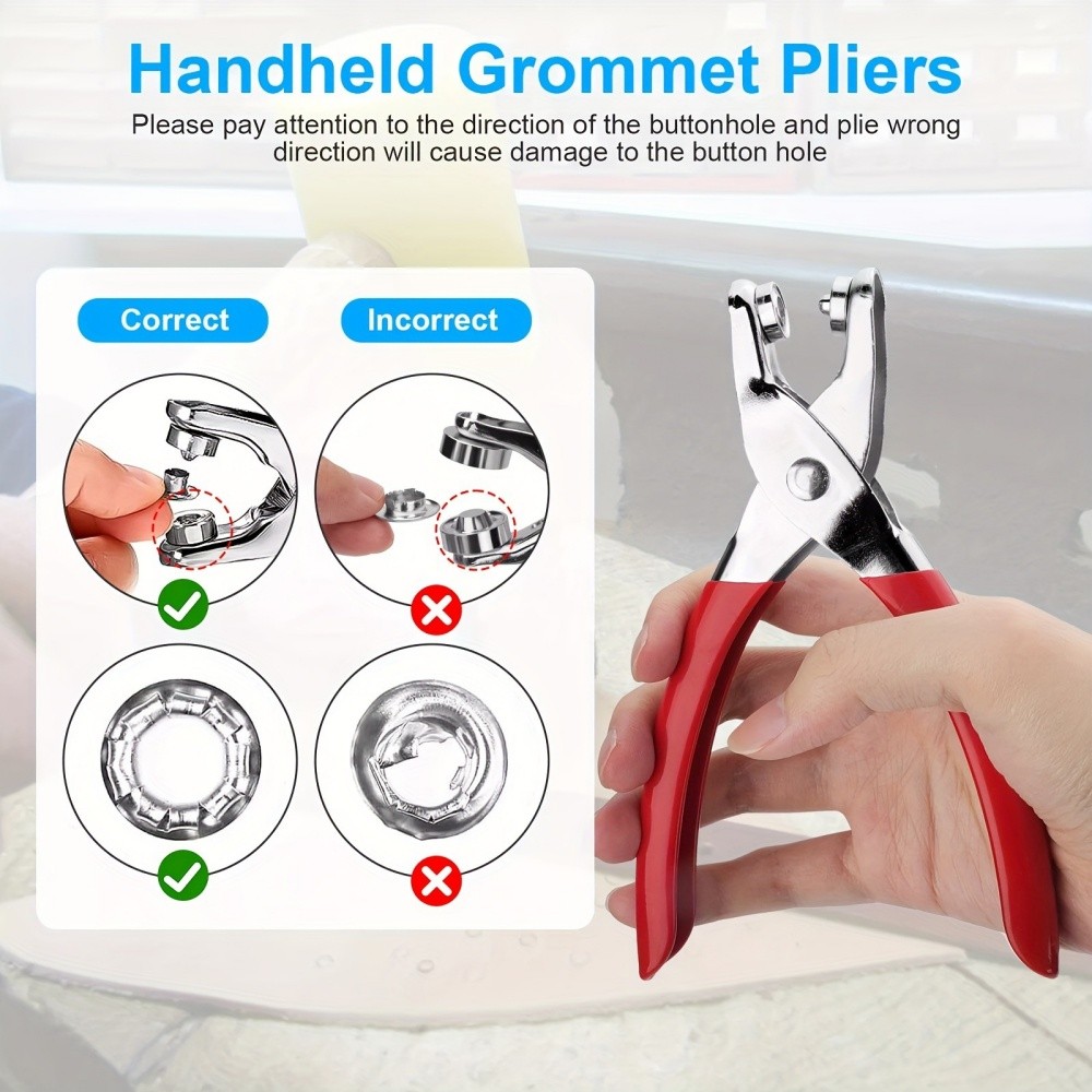 300Pcs Grommet Pliers Tool Kit Punch Hole Eyelet Snap Button Leather Craft 6MM