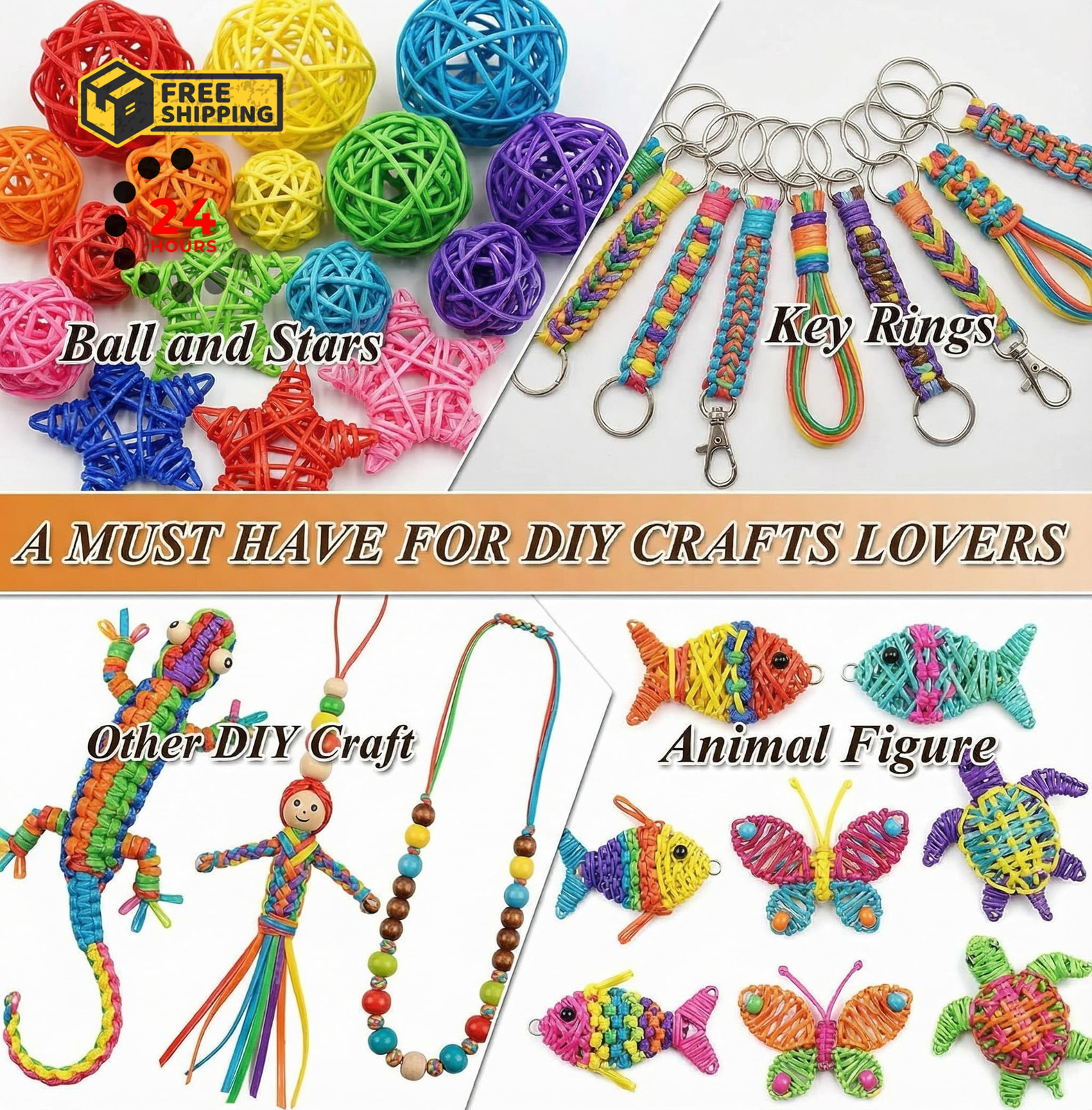 HANSPORTA Plastic Lacing Cord, 20 Colors Gimp Scoubidou String Kit 20colors